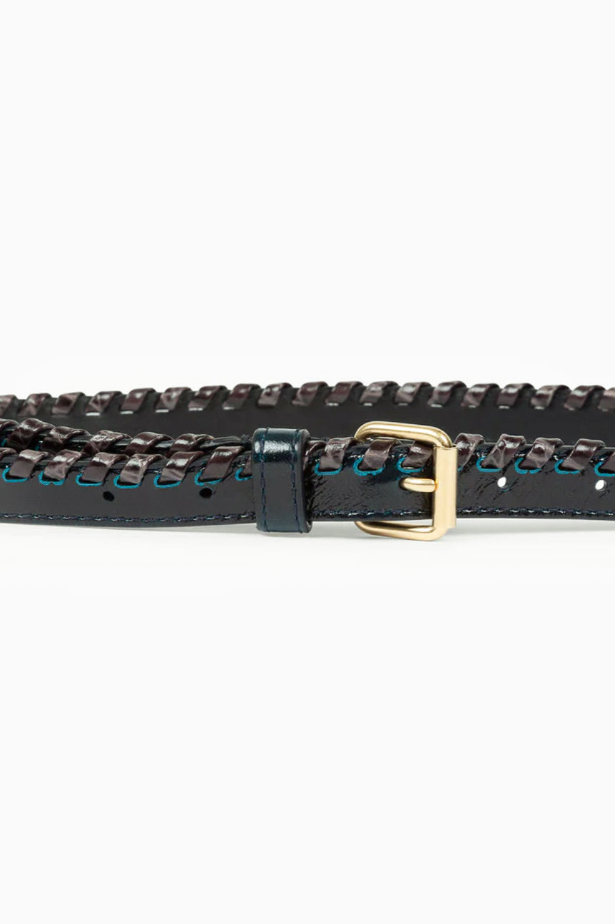 Embossed Leather Belt Taupe