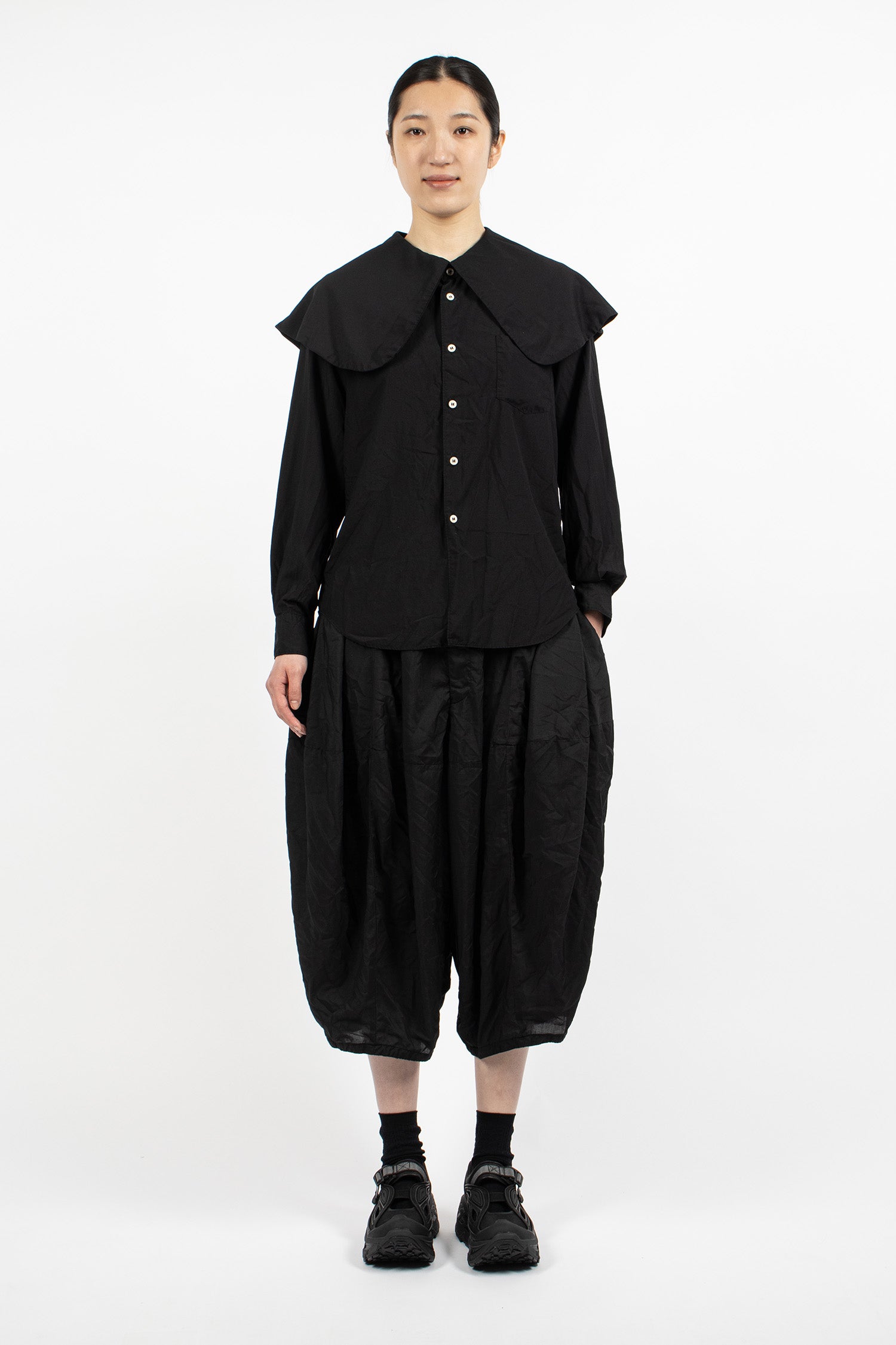 Cropped Balloon Pants Black
