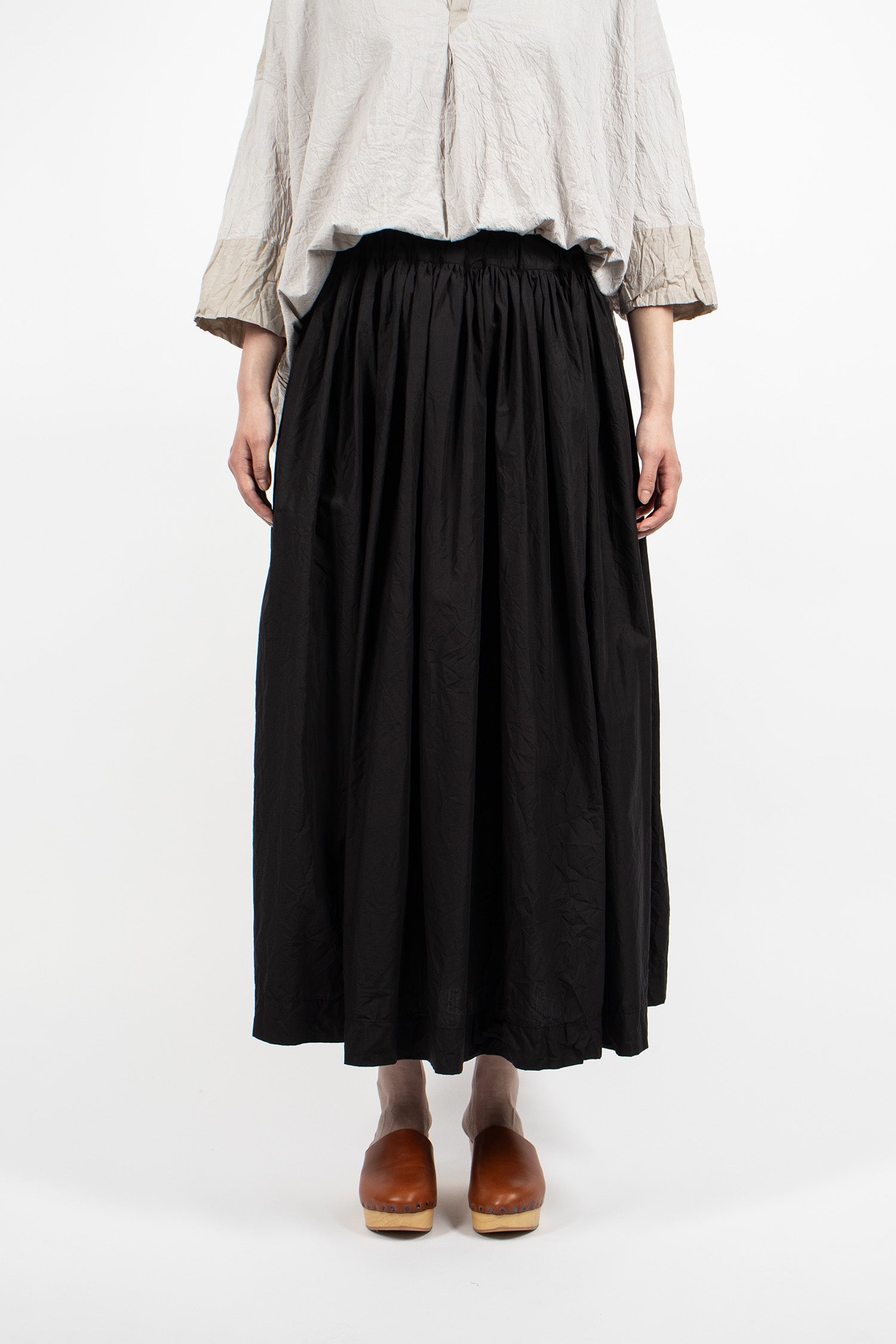Washed Gathered Skirt Black