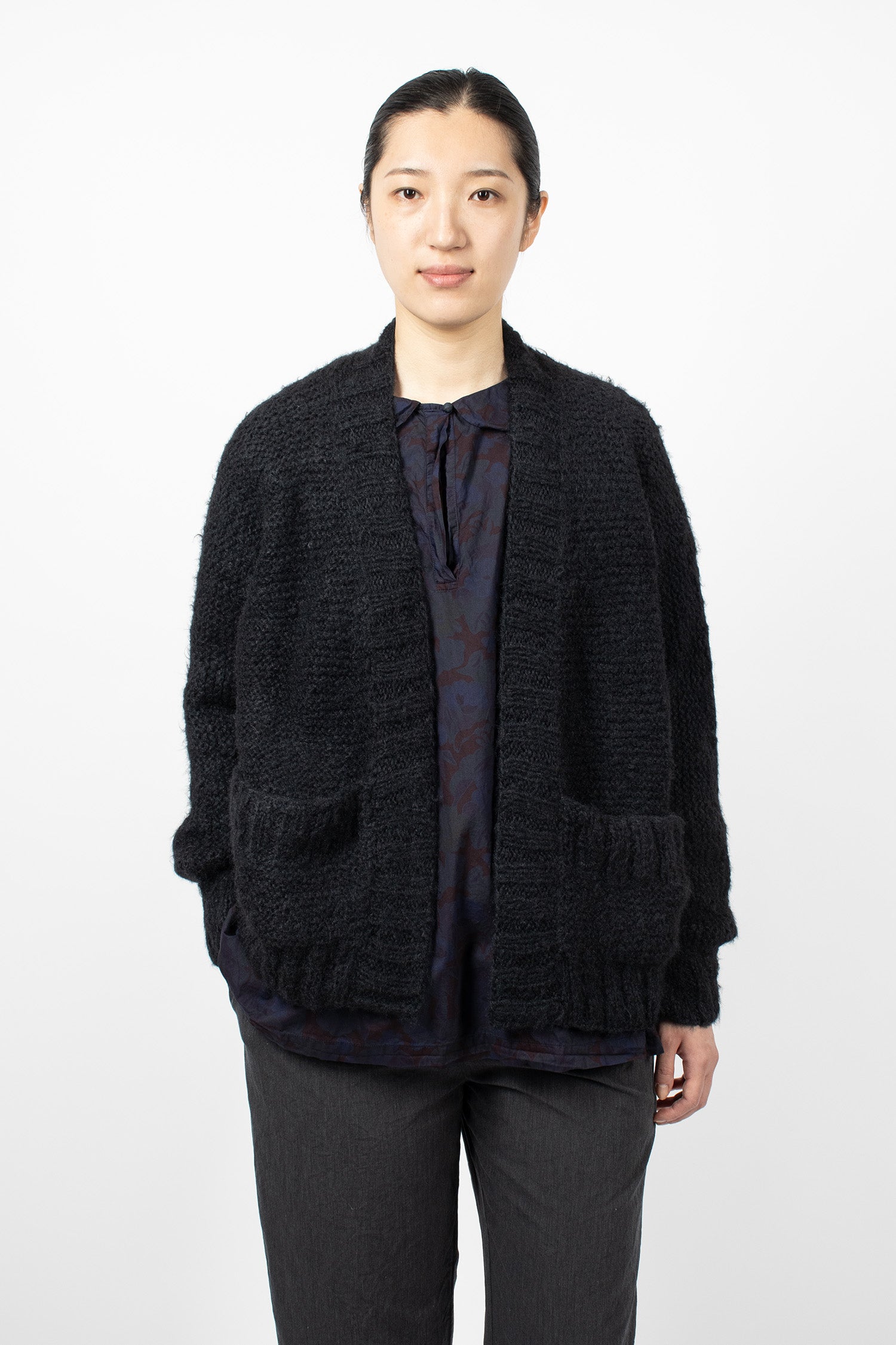 Hand-Knitted Silk Jacket/Cardigan Black