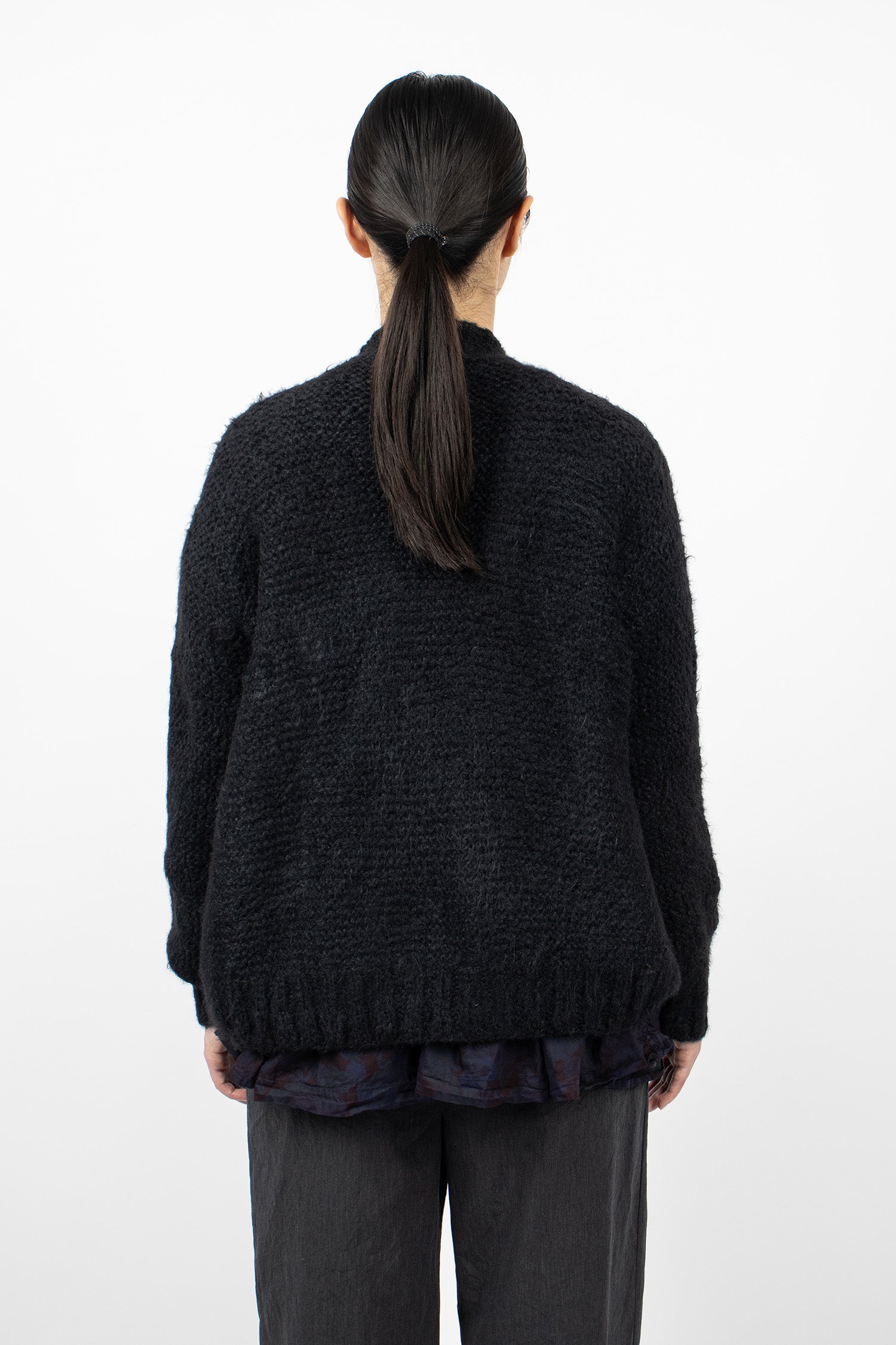 Hand-Knitted Silk Jacket/Cardigan Black