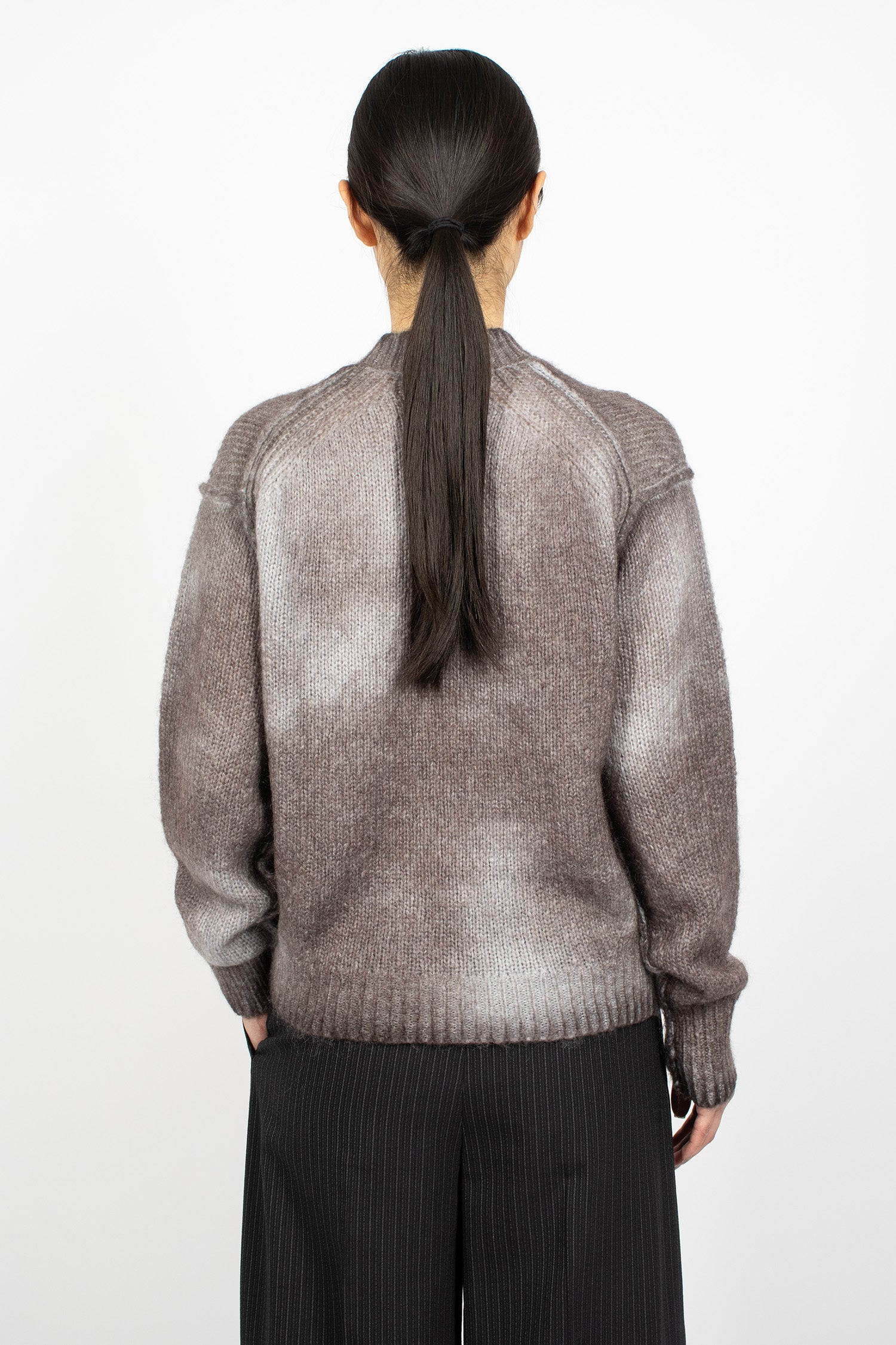Sprayed Mohair Cardigan Anthracite Grey