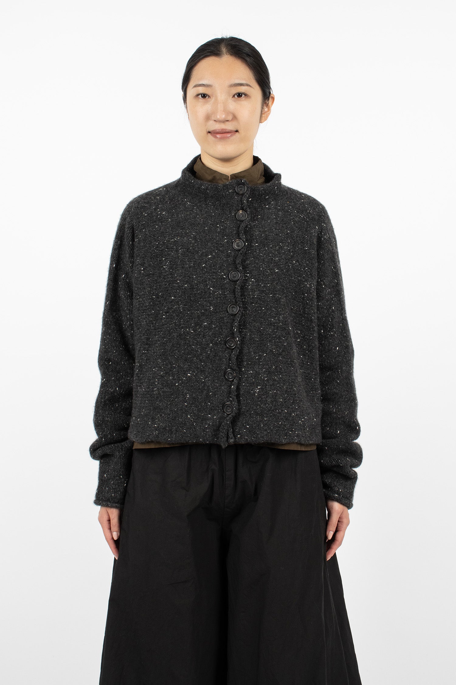 Elder Cashmere Cardigan Black Donegal