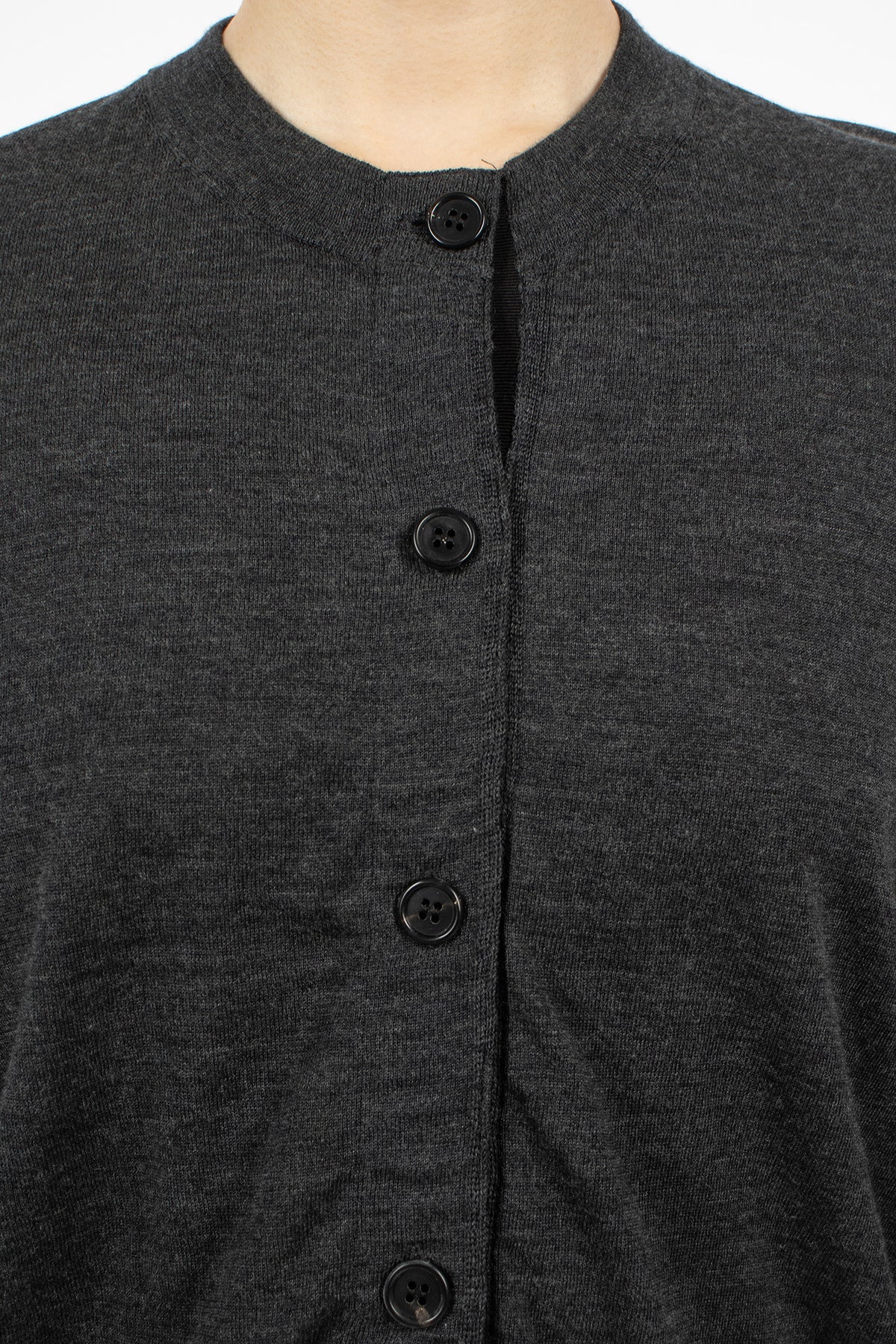 Grosgrain Placket Cardigan Charcoal