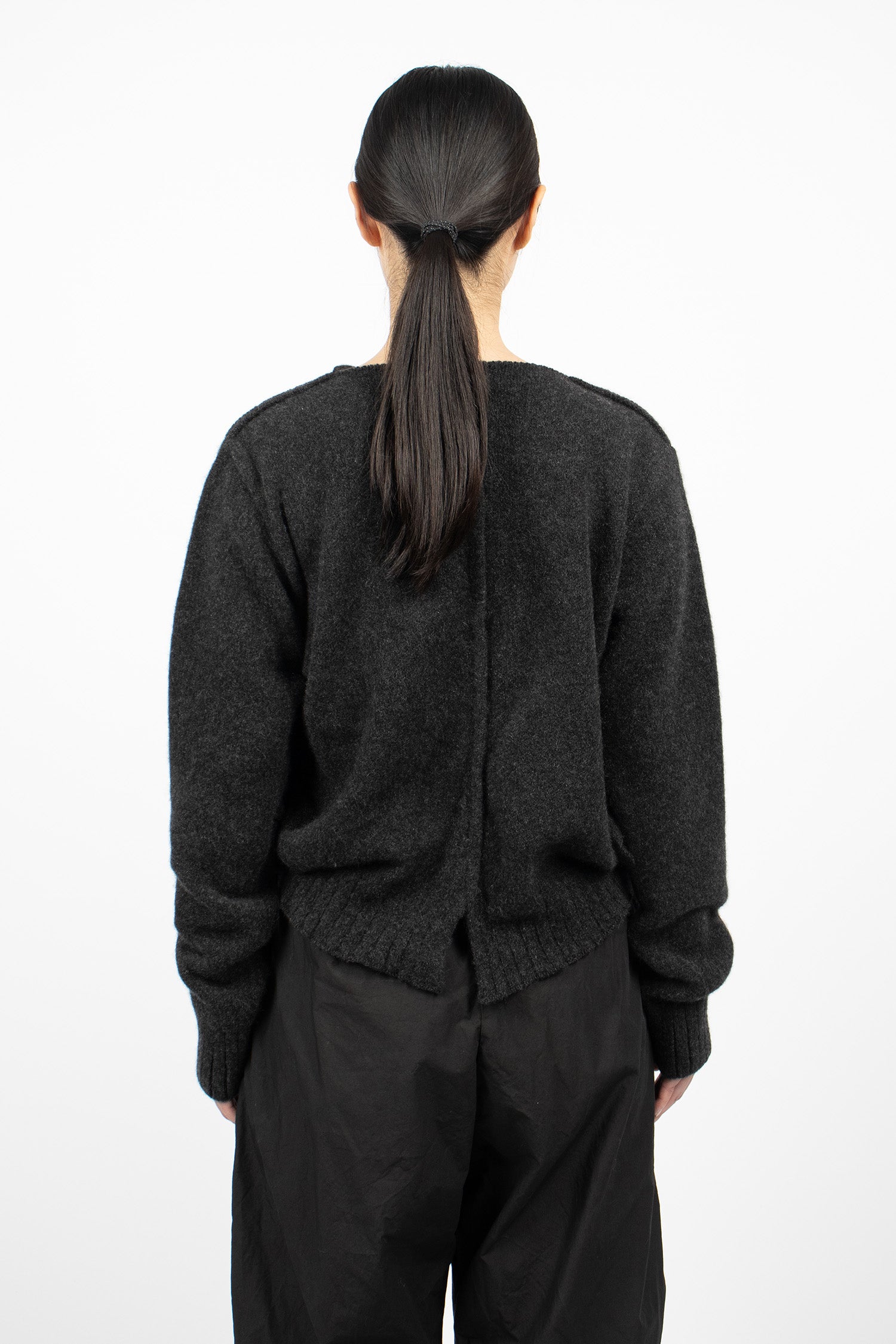Gathered Cashmere Cardigan Black
