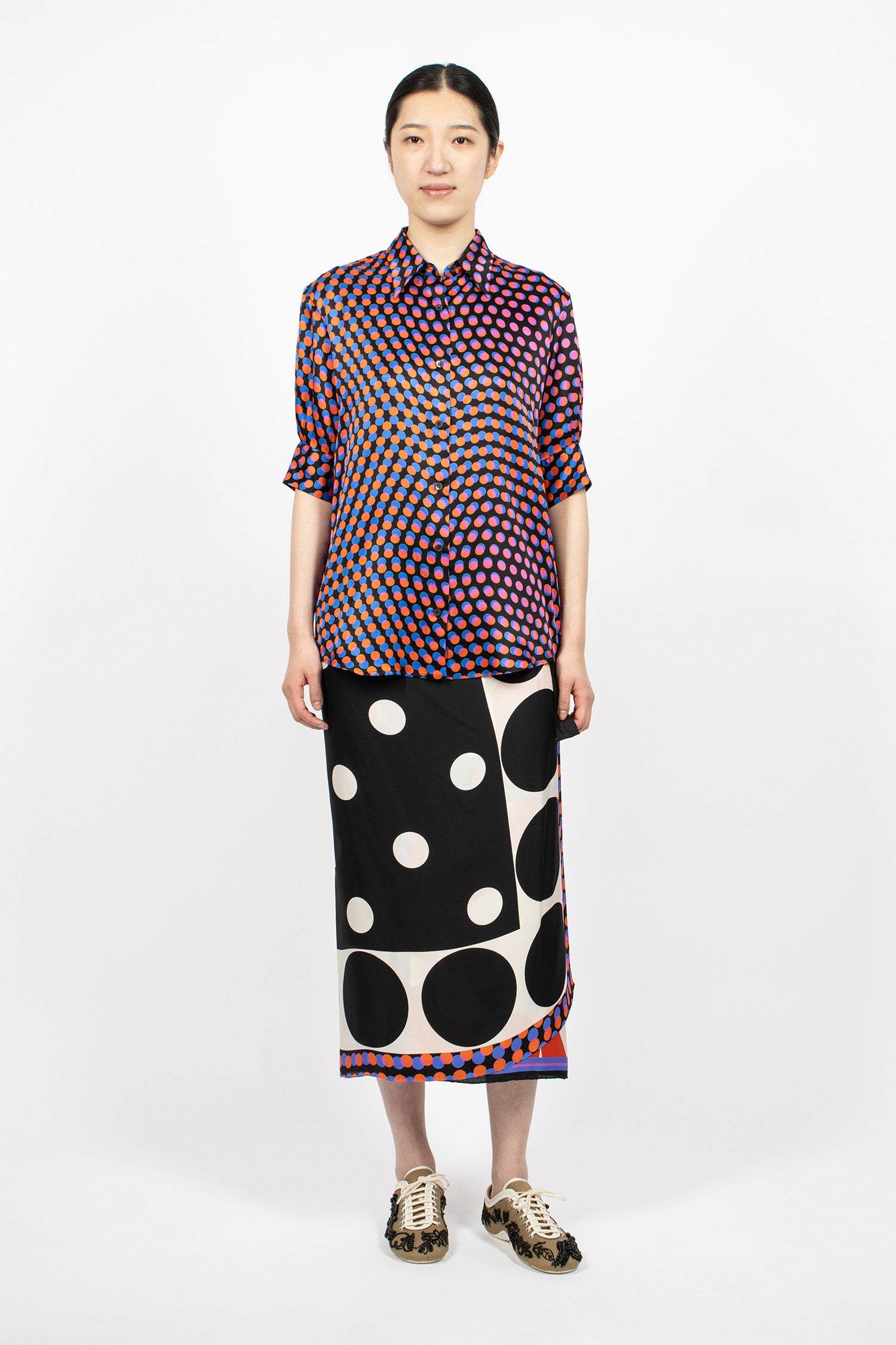 Polka Dot Silk Shirt Black