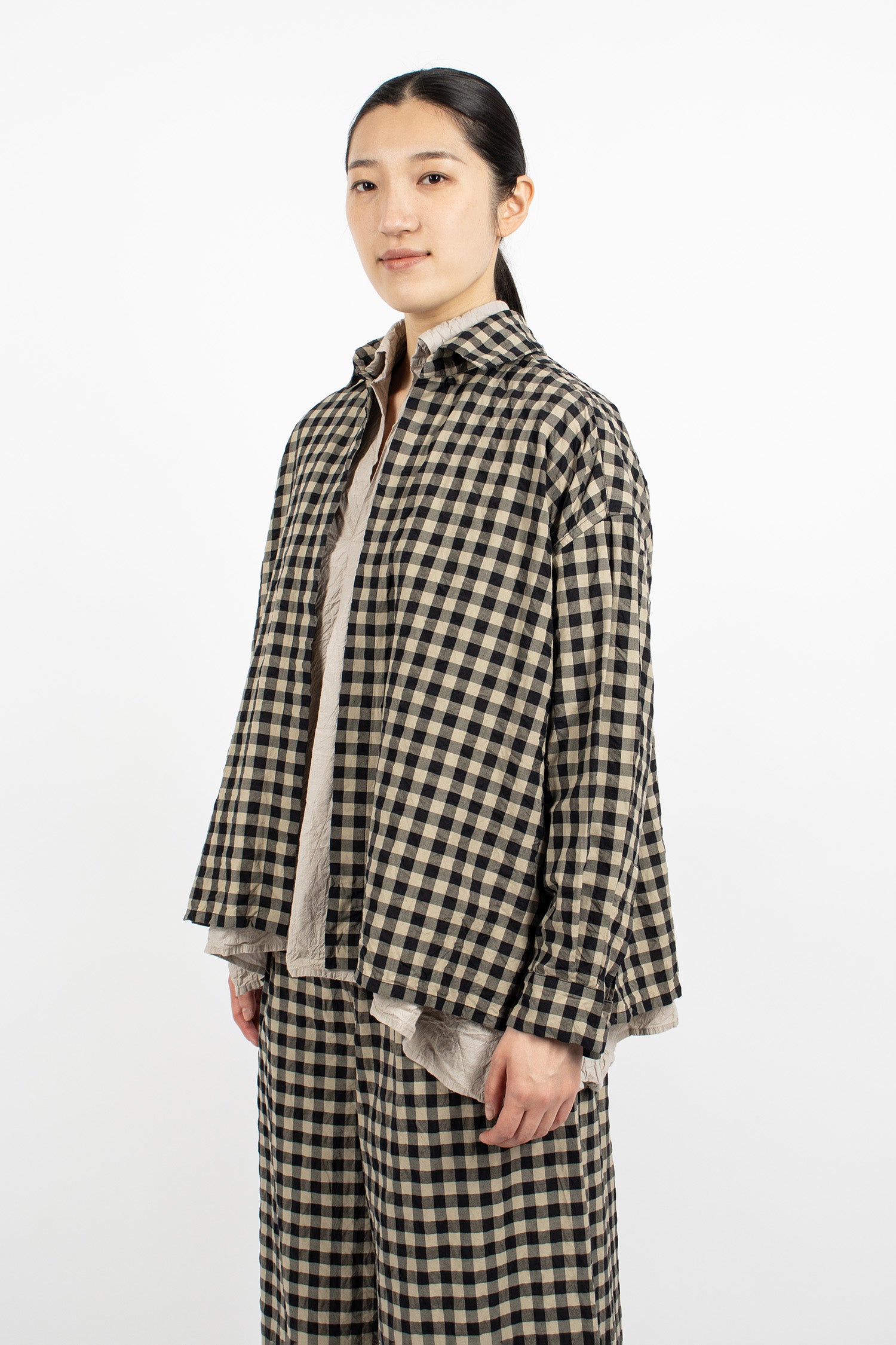 Washed Boxy Check Shirt Black/Natural