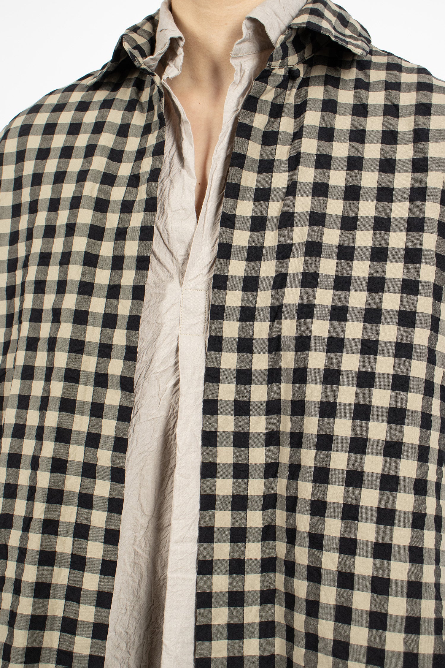 Washed Boxy Check Shirt Black/Natural