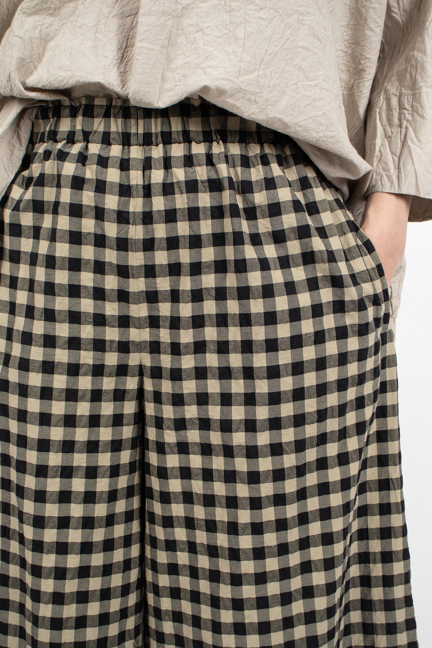Wide Pyjama Trousers Natural/Black Check
