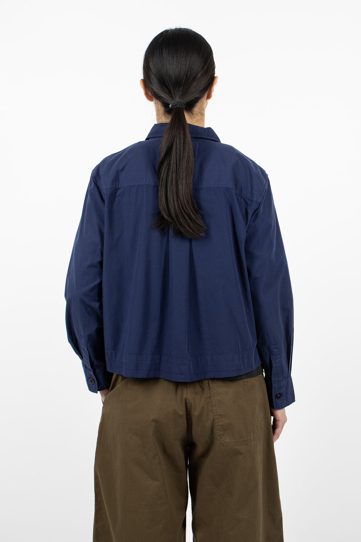 Asymmetric Round Collar Shirt Cobalt
