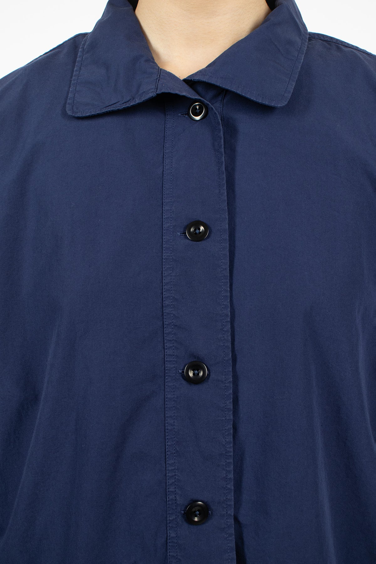 Asymmetric Round Collar Shirt Cobalt
