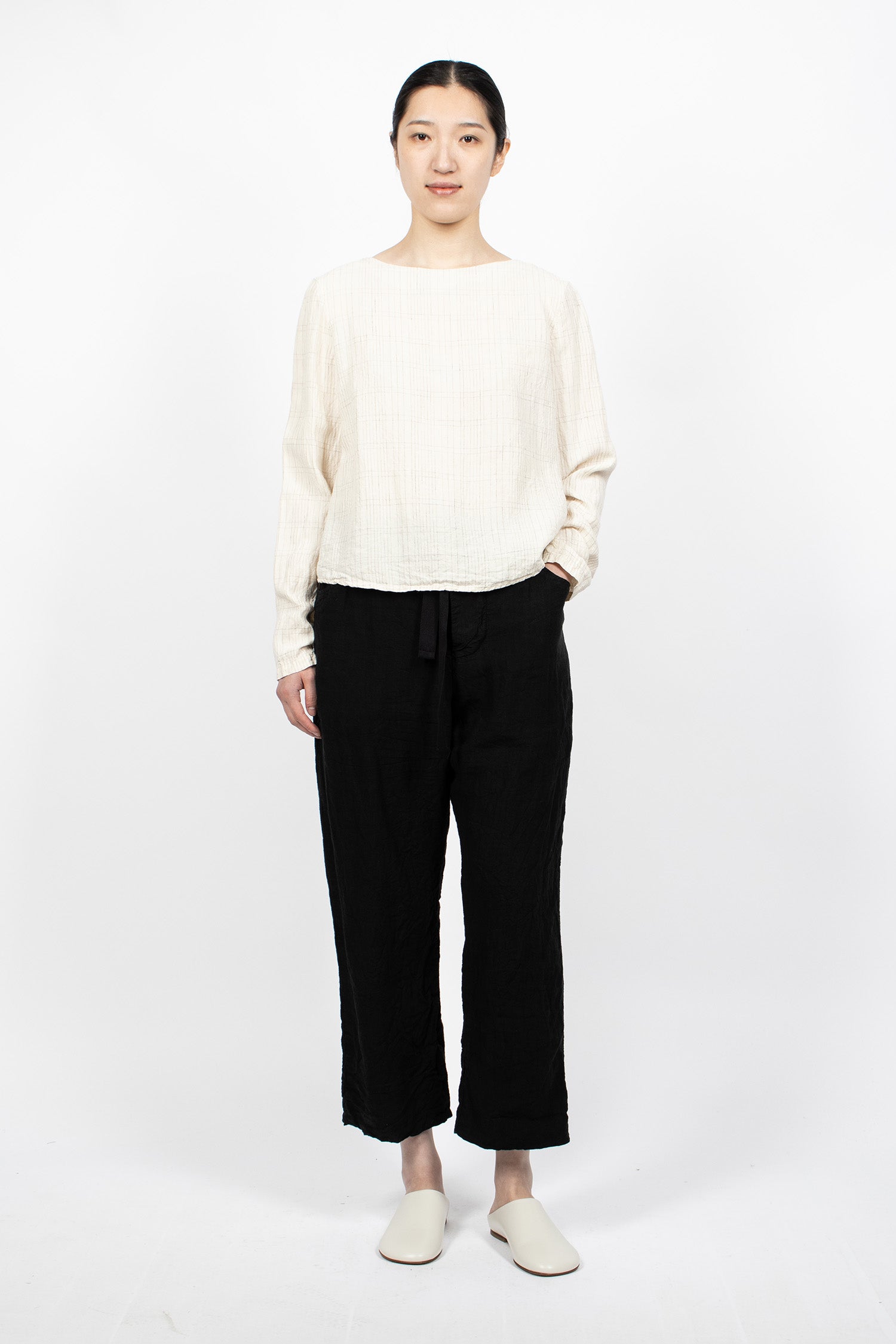 Hb Linen Blouse Silver Check
