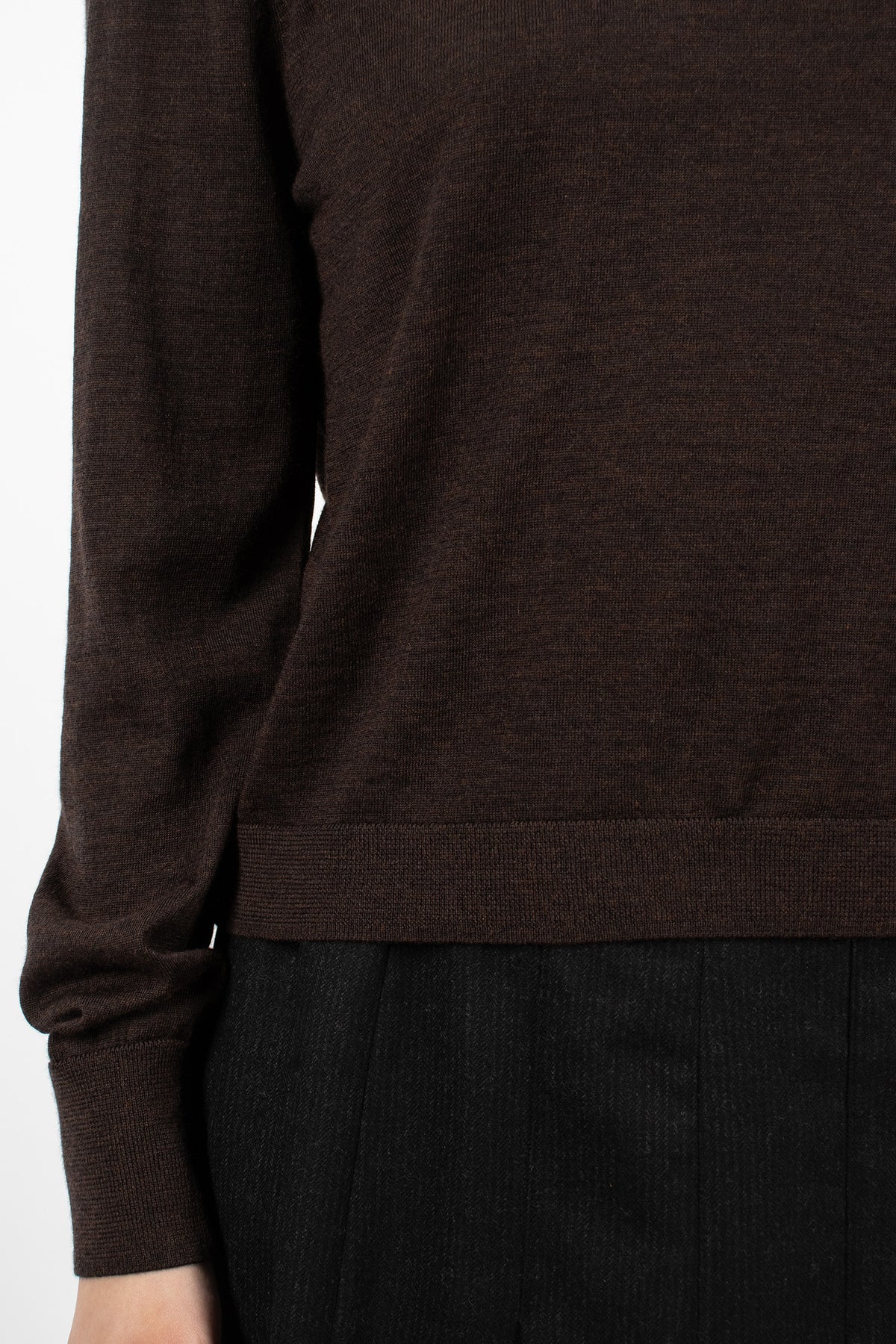 Fine Gauge Roll Neck Top Dark Brown