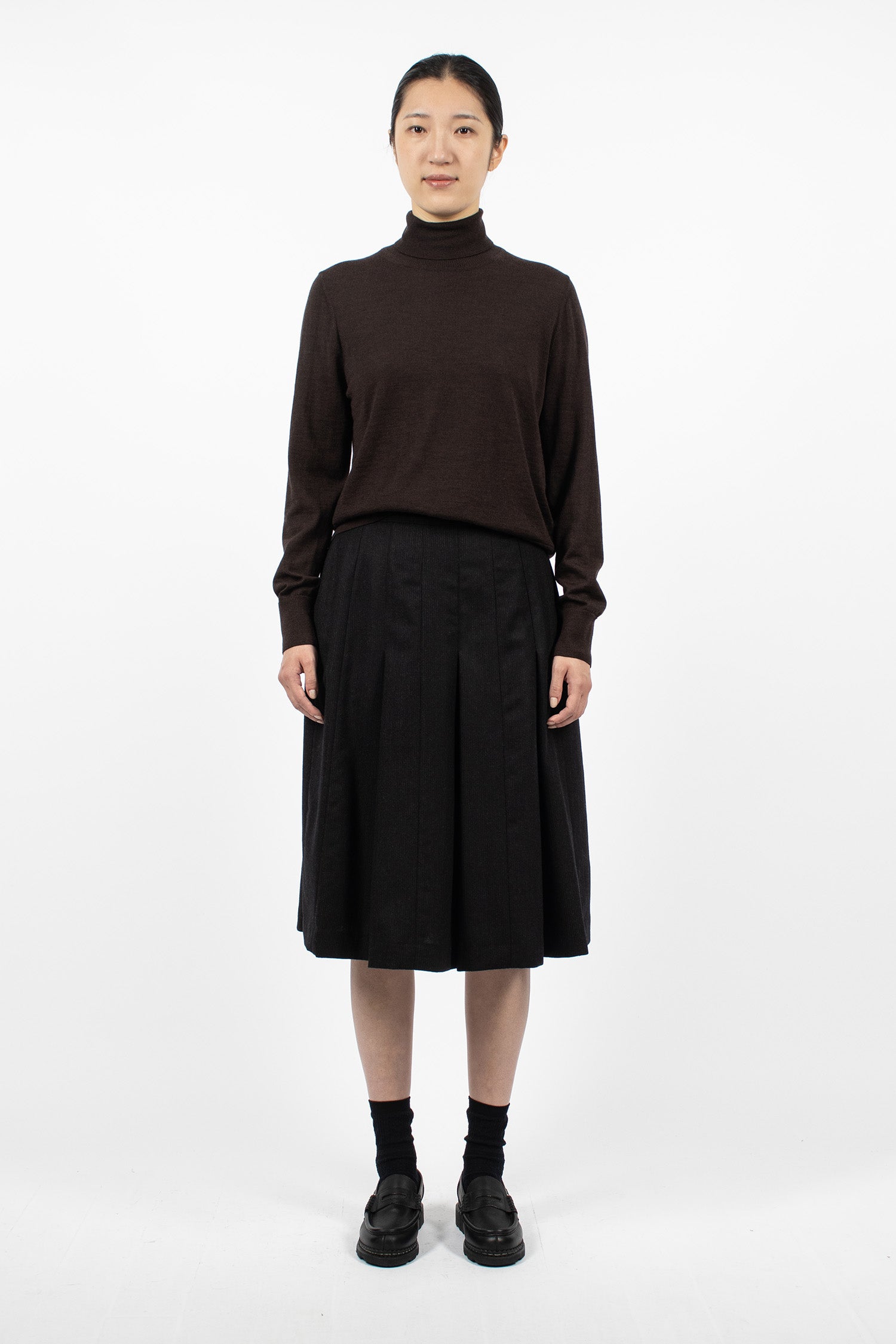 Fine Gauge Roll Neck Top Dark Brown