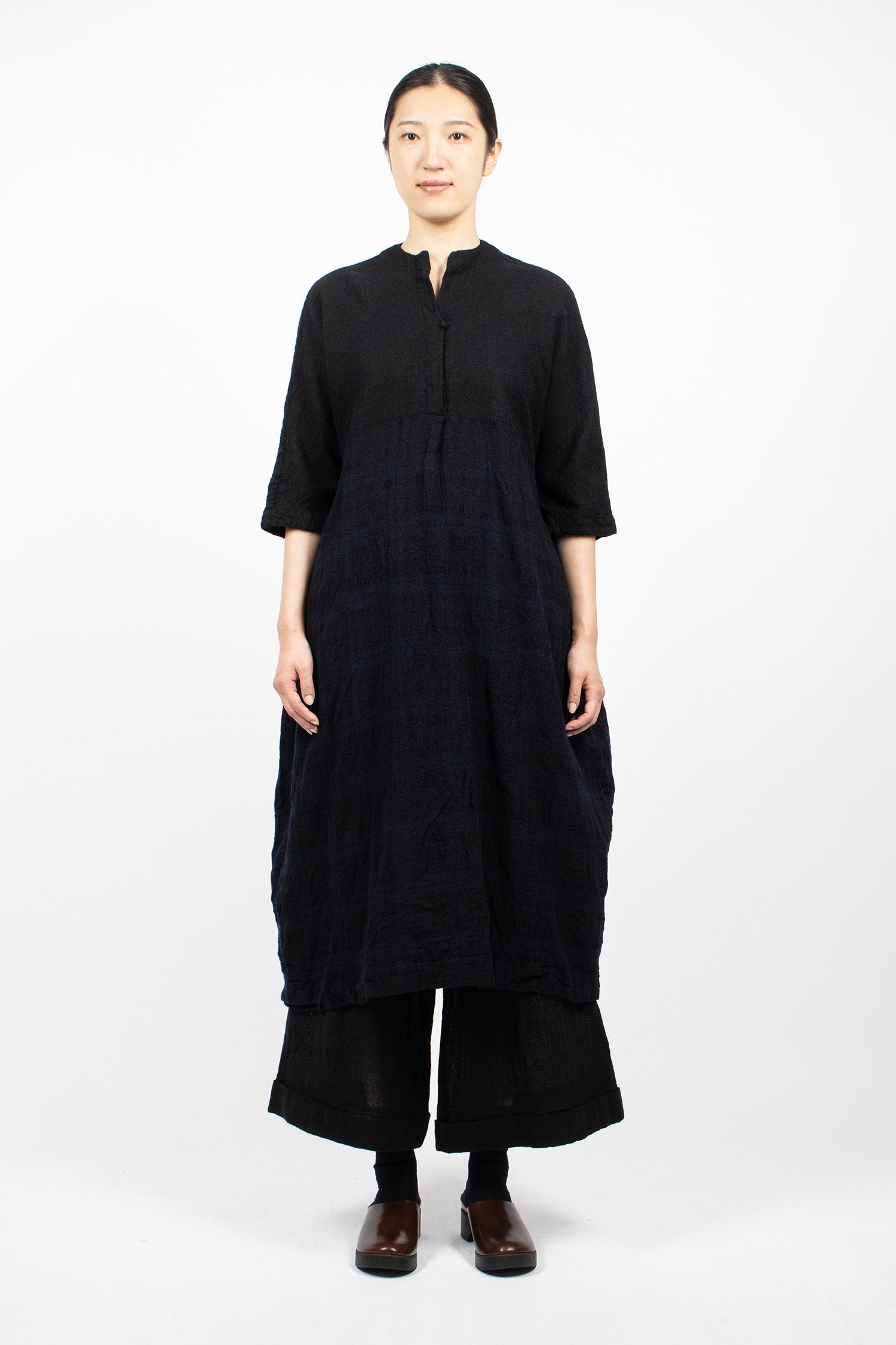 20.07.06 Washed Wool Dress Blue/Black