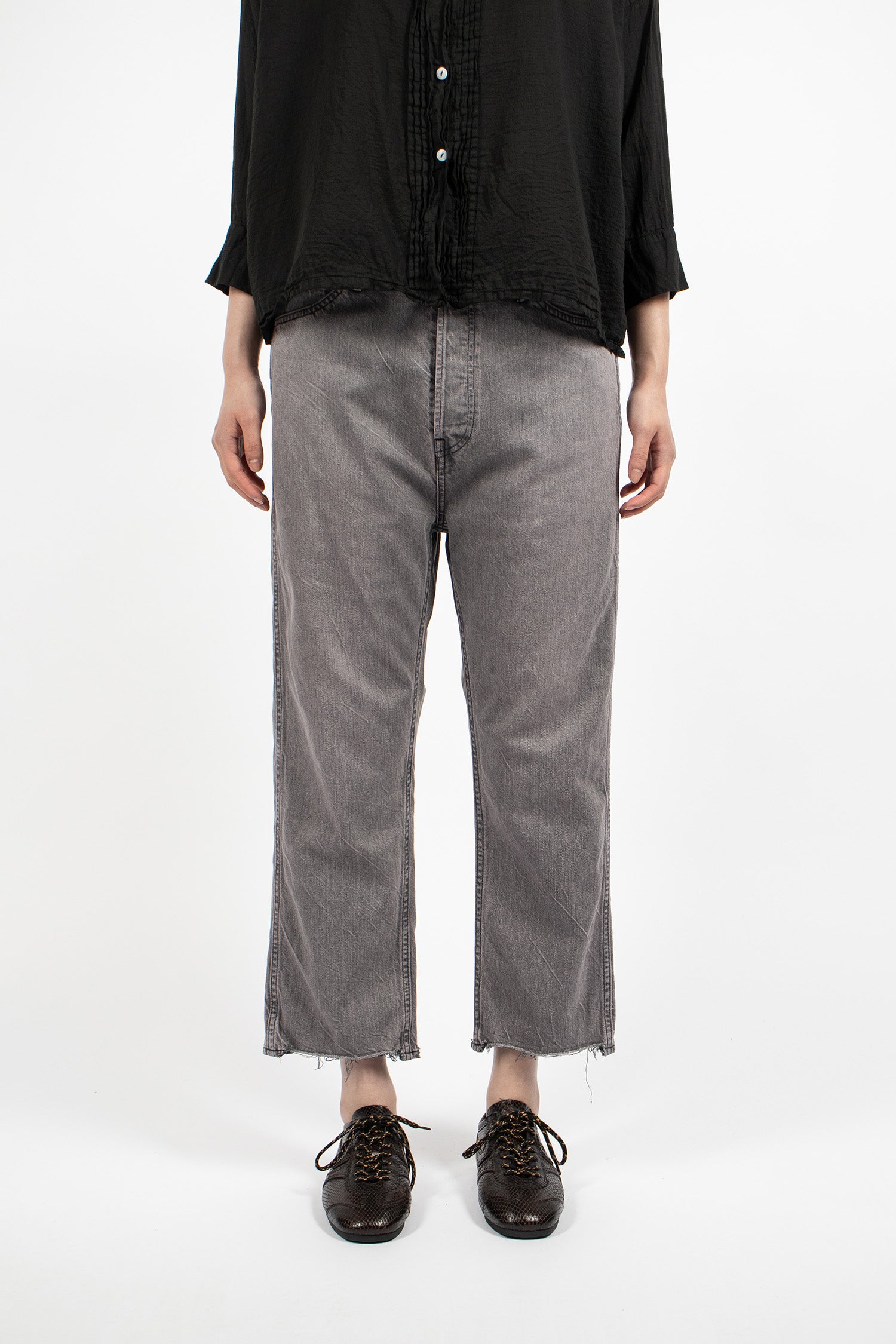 WP01C Selvedge Wide Tapered Jeans Pinkish Grey