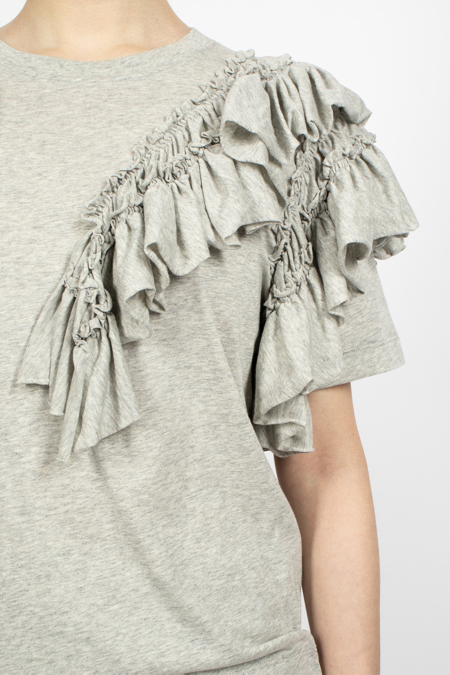 Ruffled Jersey T-Shirt Grey Melange