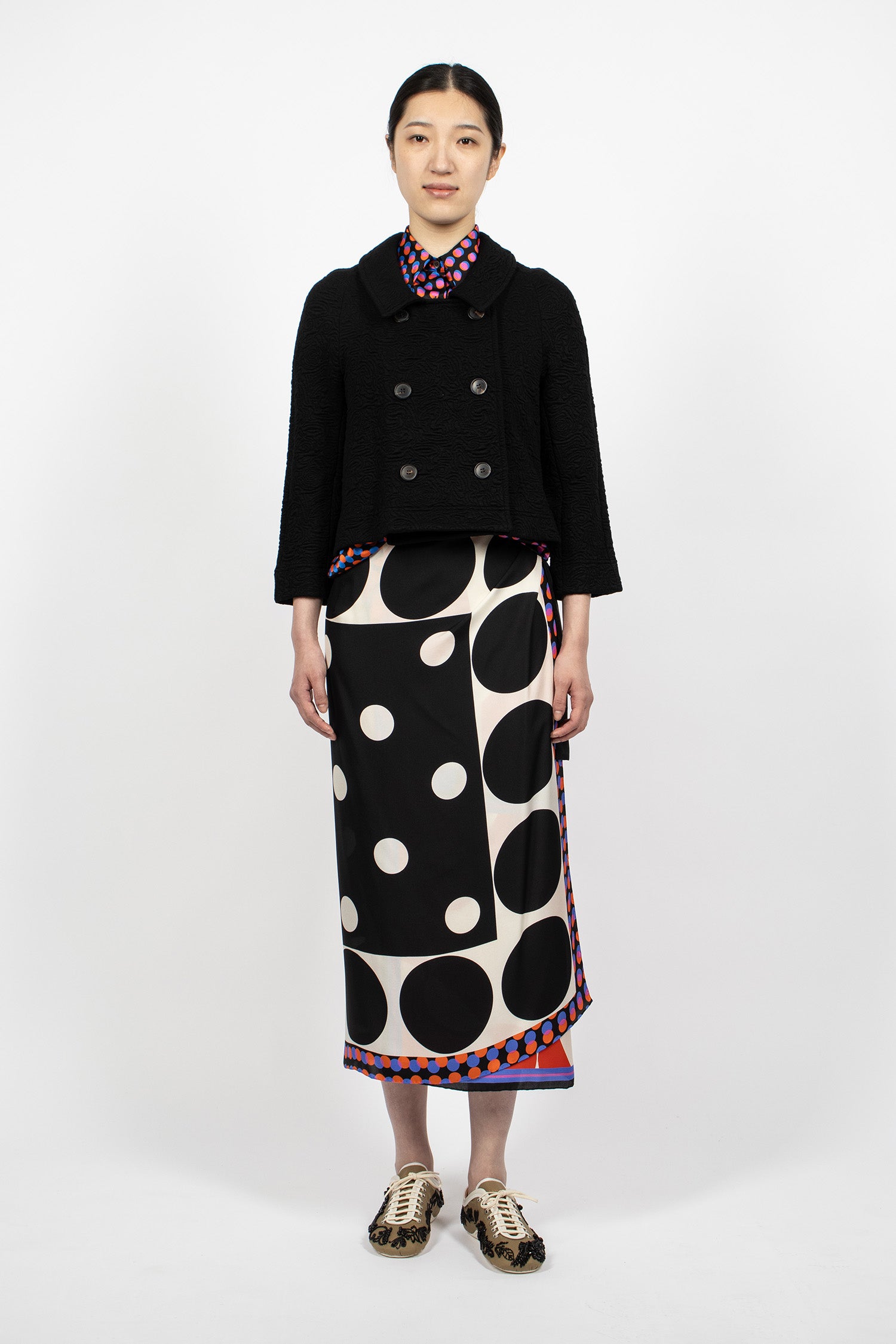 Cropped Jacquard Jacket Black