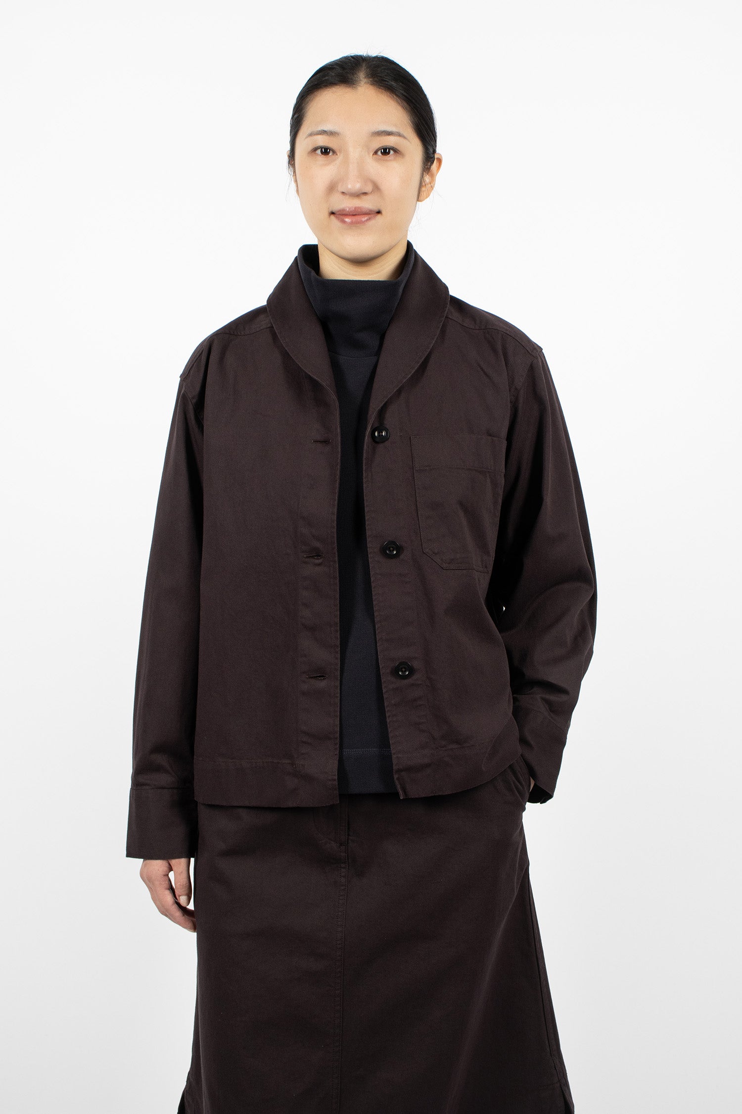 Shawl Collar Overshirt Cocoa