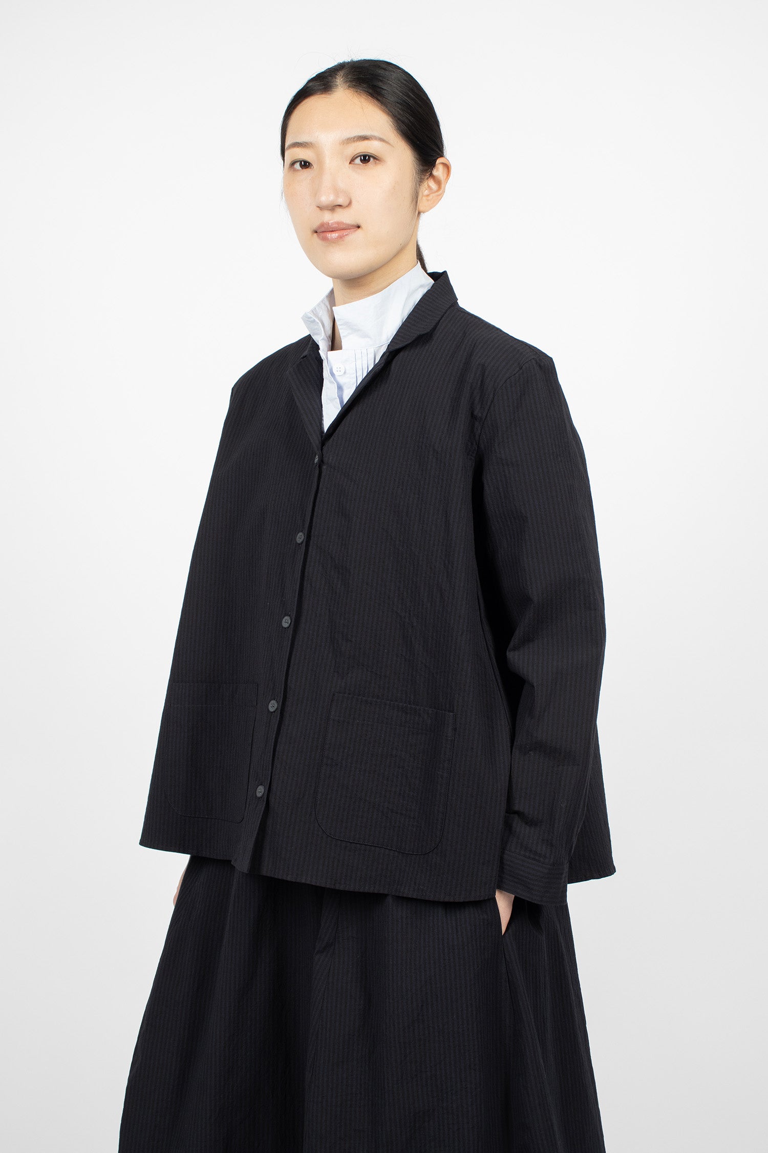 Jenny Shirt Black Navy Stripe