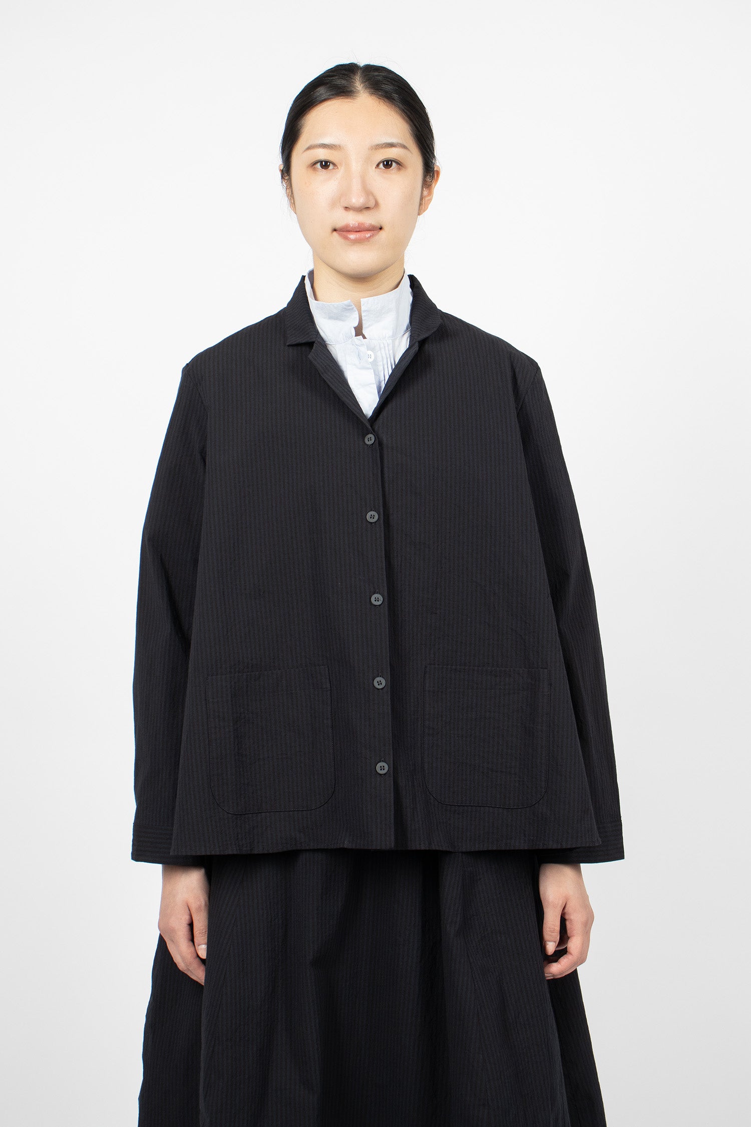 Jenny Shirt Black Navy Stripe