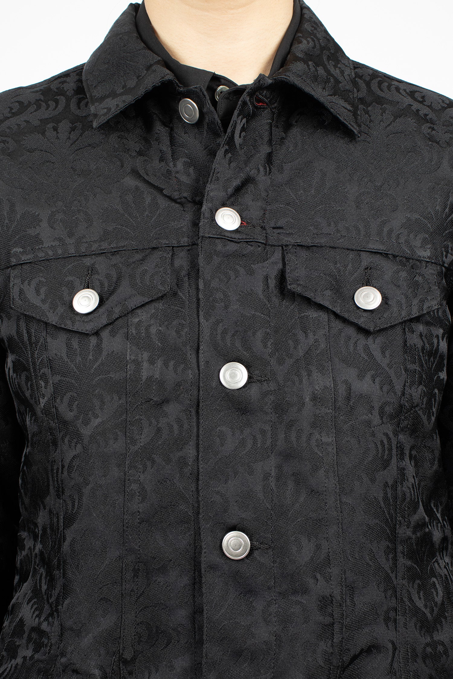 Peplum Jacquard Jacket Black
