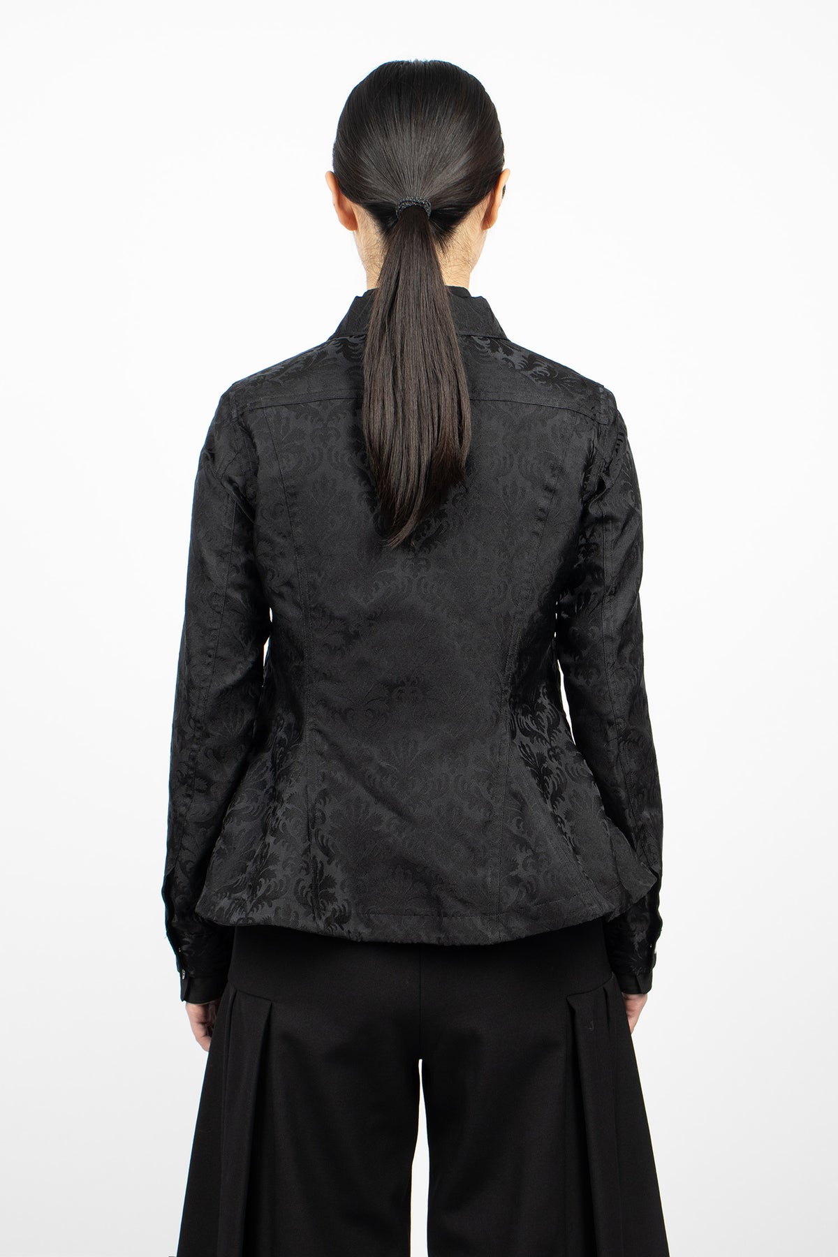 Peplum Jacquard Jacket Black