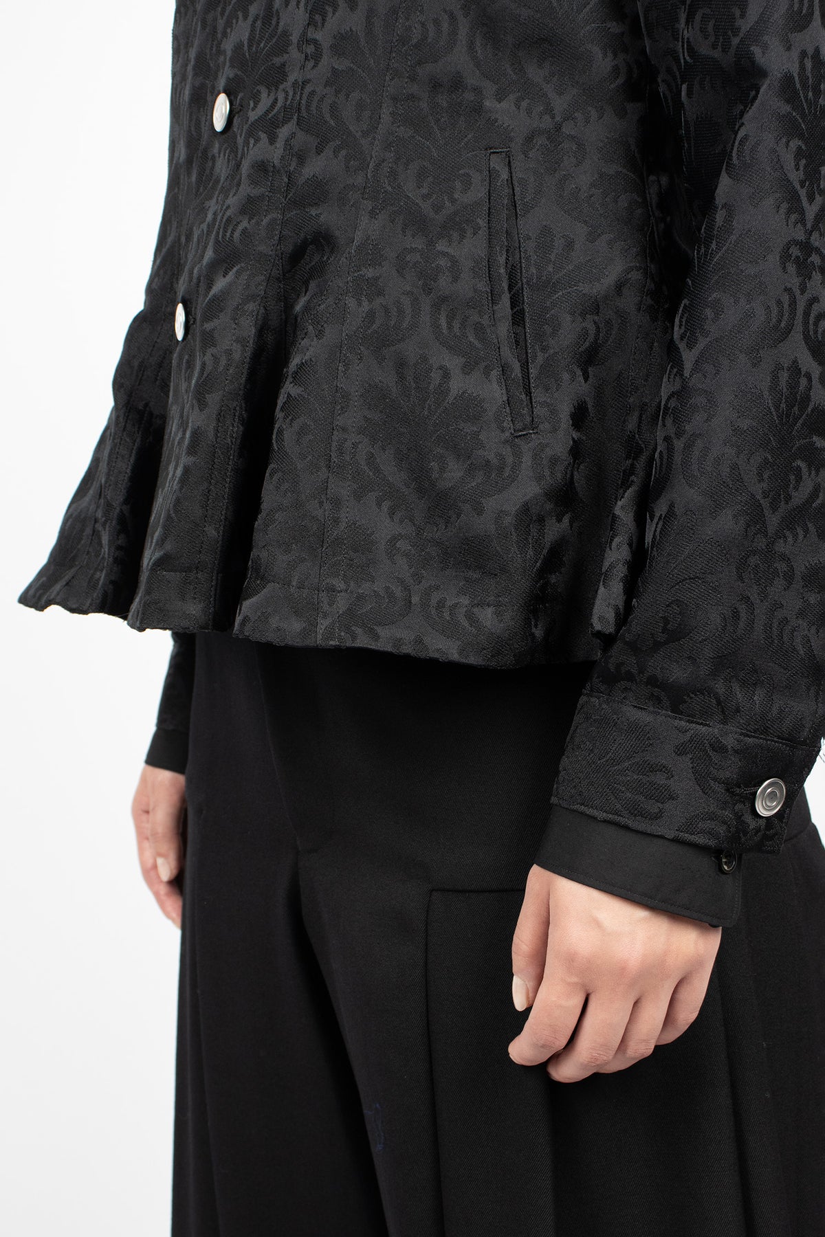Peplum Jacquard Jacket Black