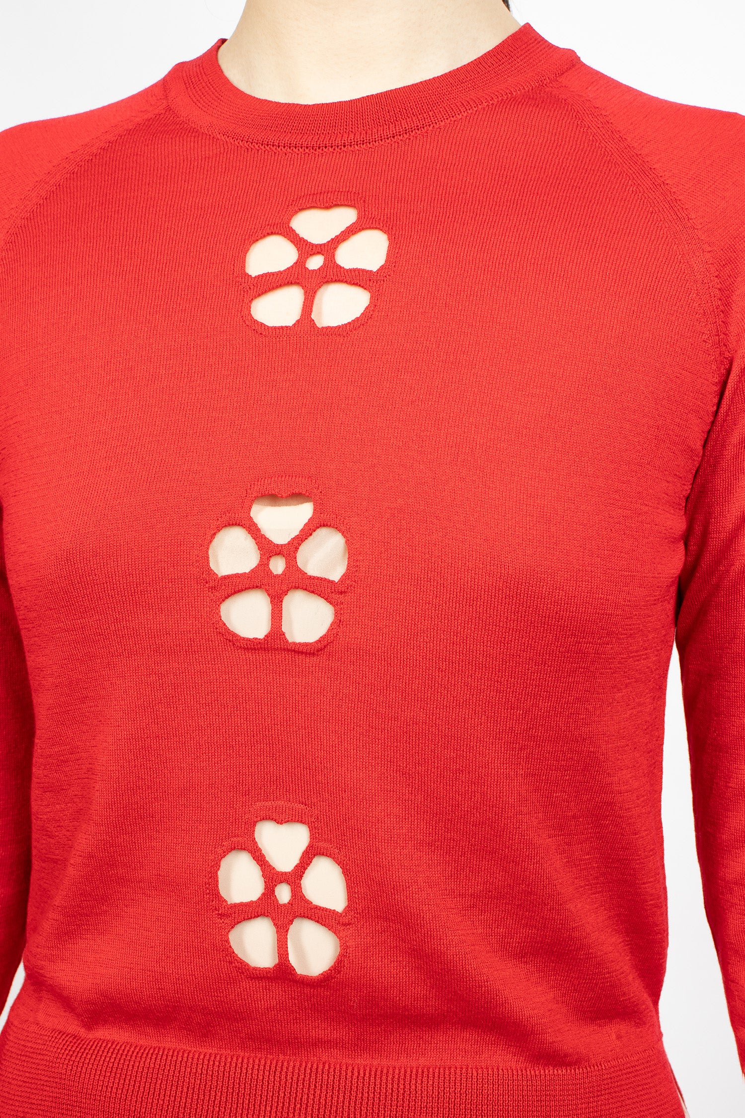 Mercerised Daisy Cutout Jumper Red