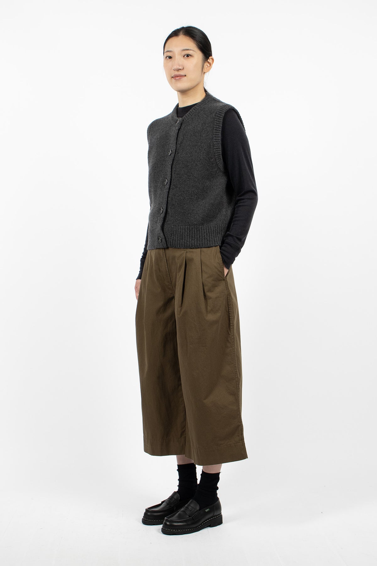 Pleated Culottes Khaki