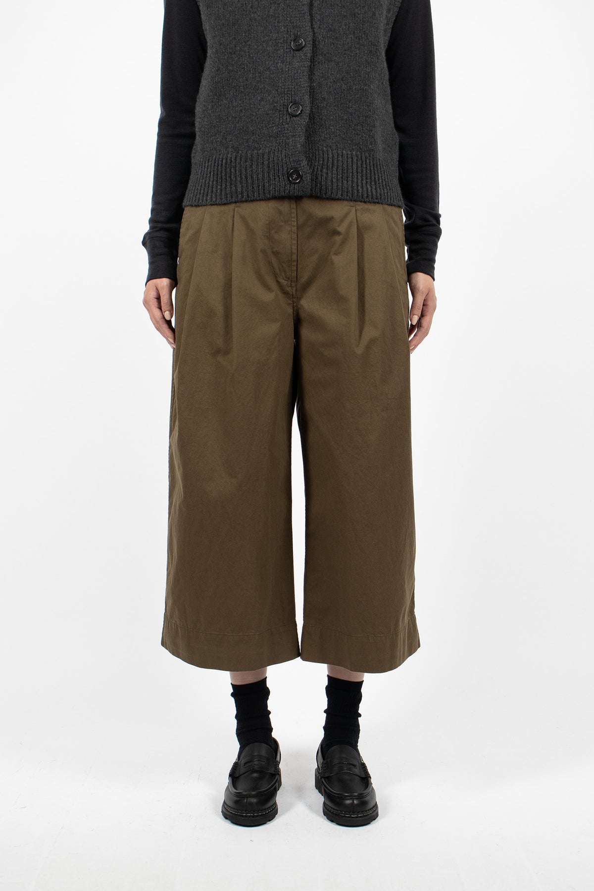 Pleated Culottes Khaki