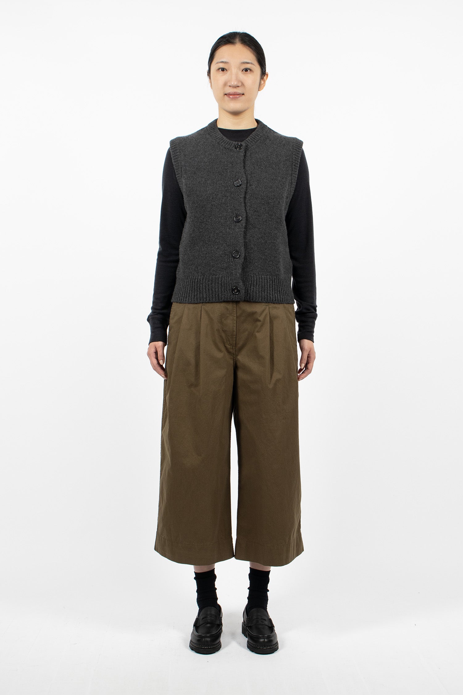 Pleated Culottes Khaki