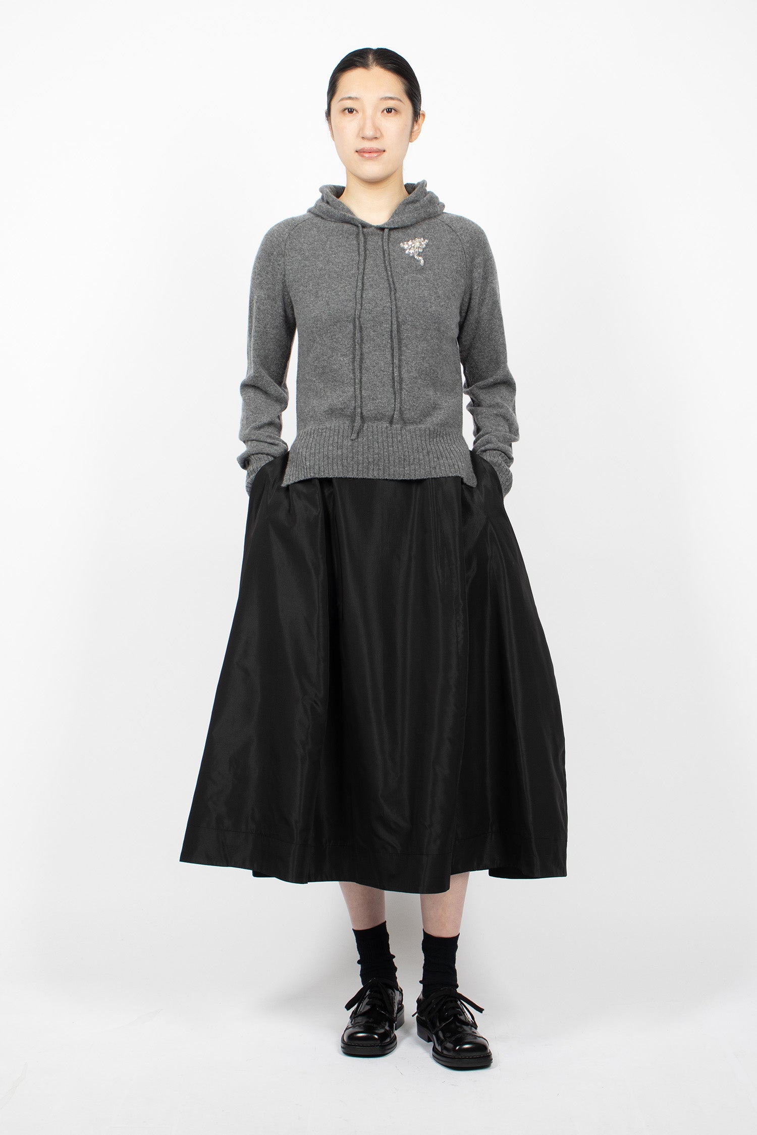 Relaxed Cashmere Hoodie Grey/Pearl/Clear