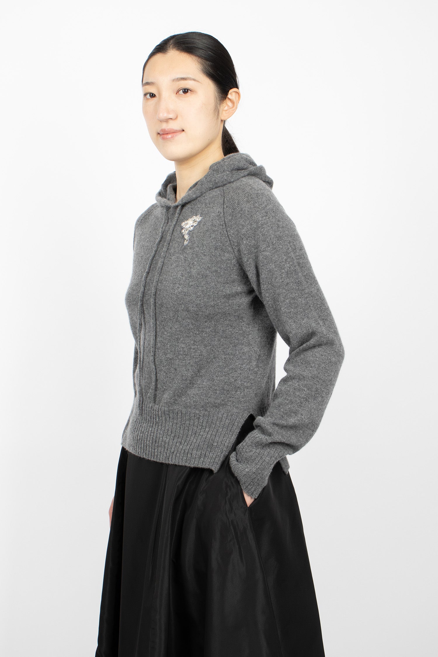 Relaxed Cashmere Hoodie Grey/Pearl/Clear