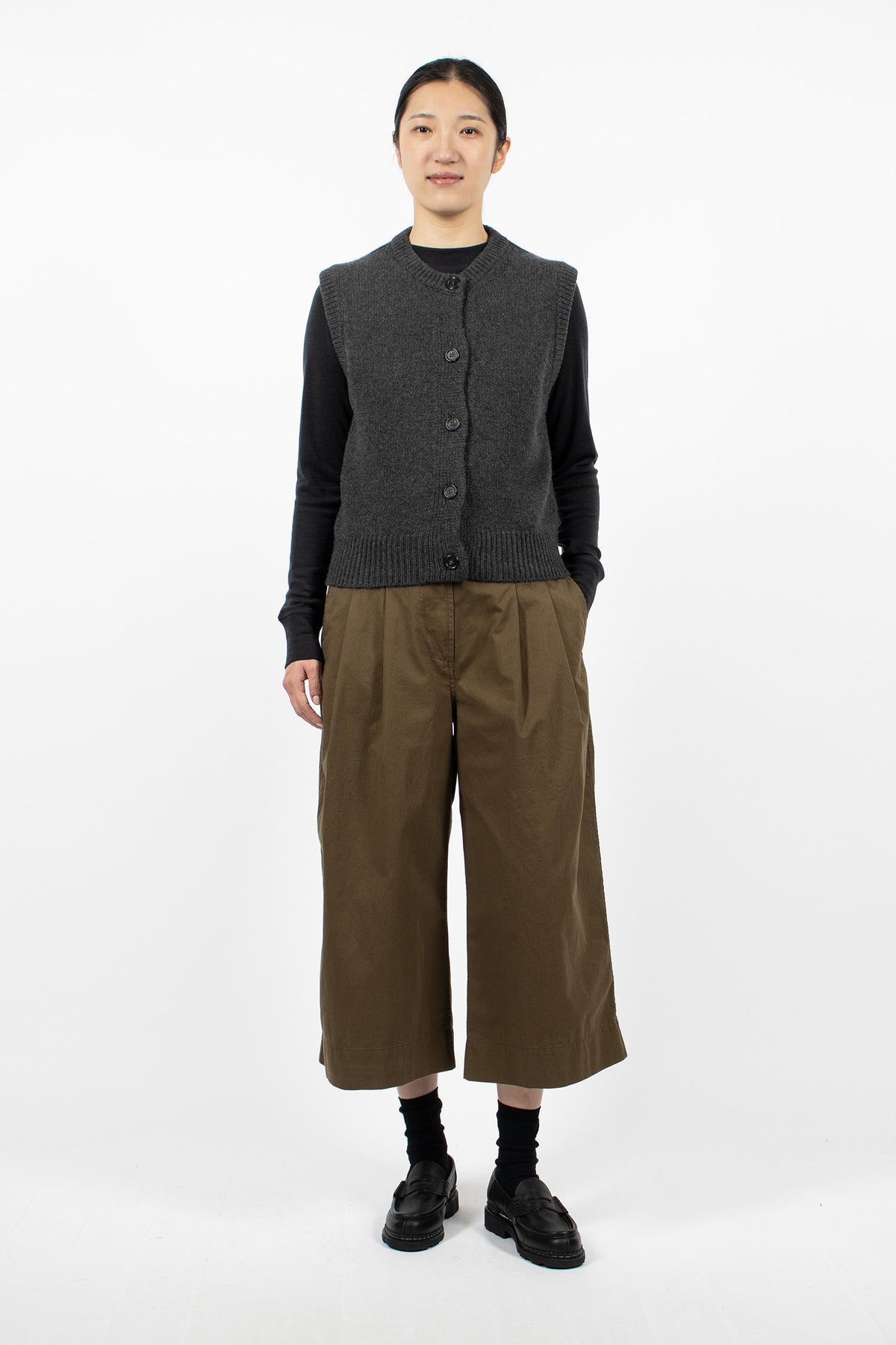 Knitted Cashmere Merino Gilet Charcoal