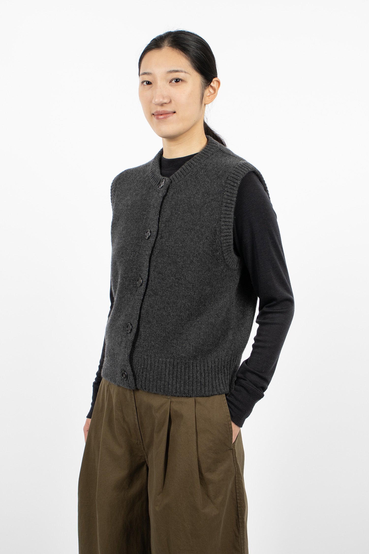 Knitted Cashmere Merino Gilet Charcoal