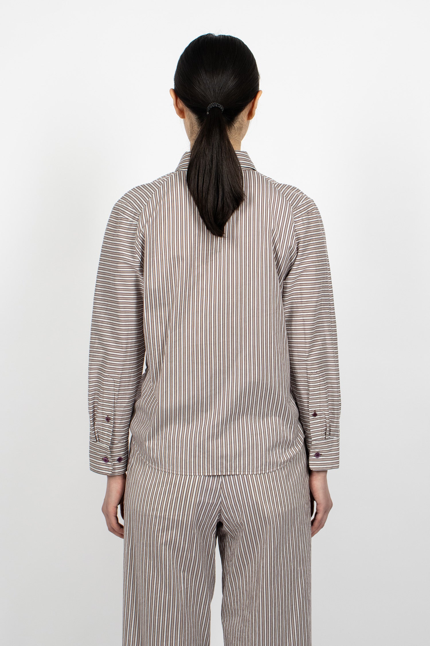 Striped Silk Blend Shirt Brown