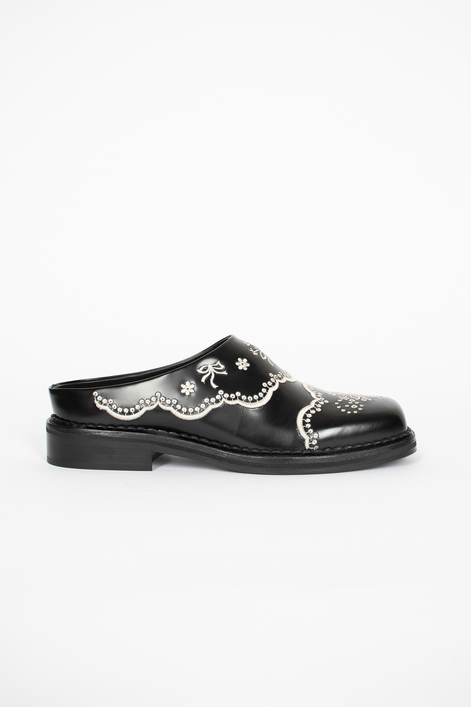 Floral Lace Mule Black/Cream