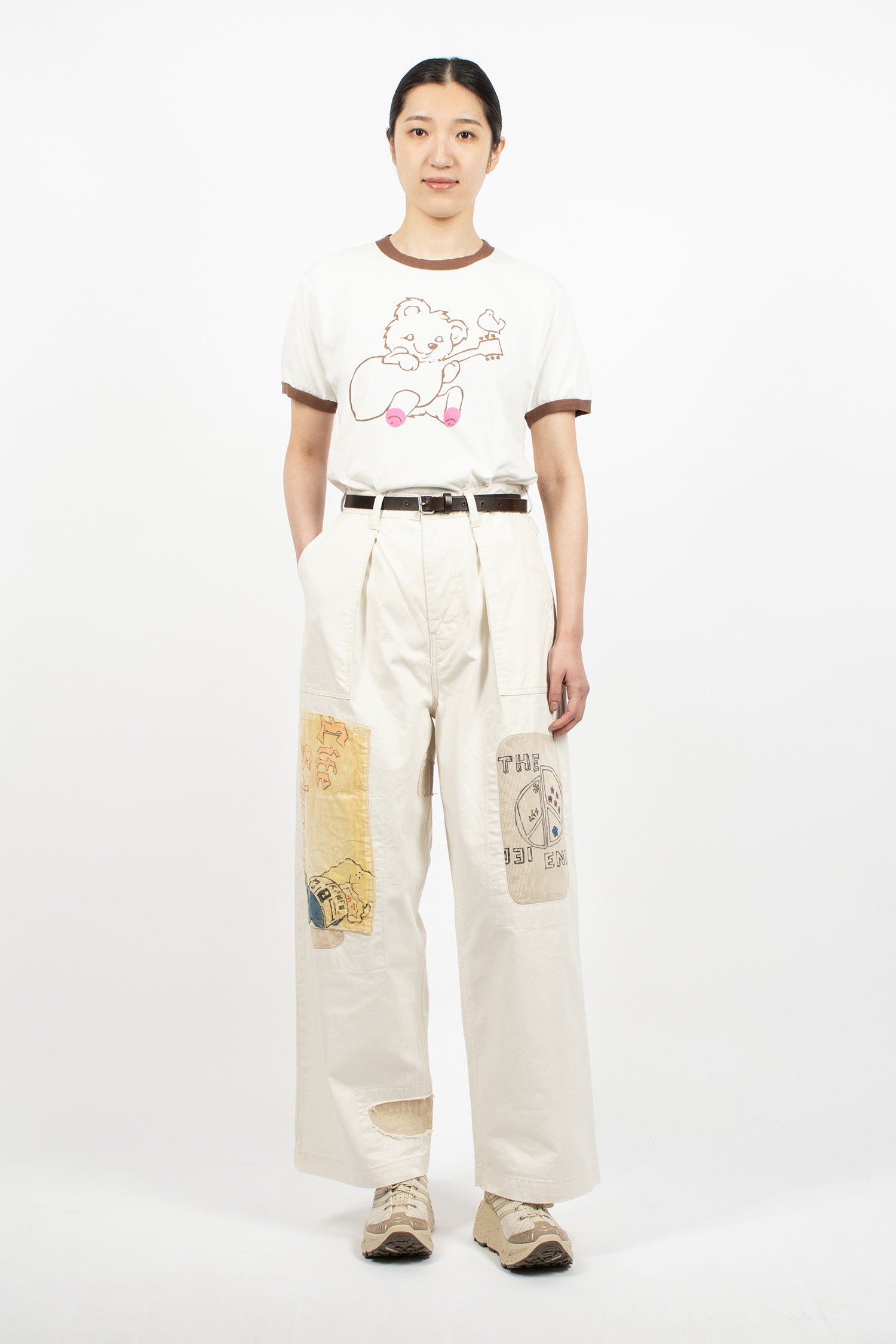 Rough-Face Twill Fatigue Baggy Pants Ecru