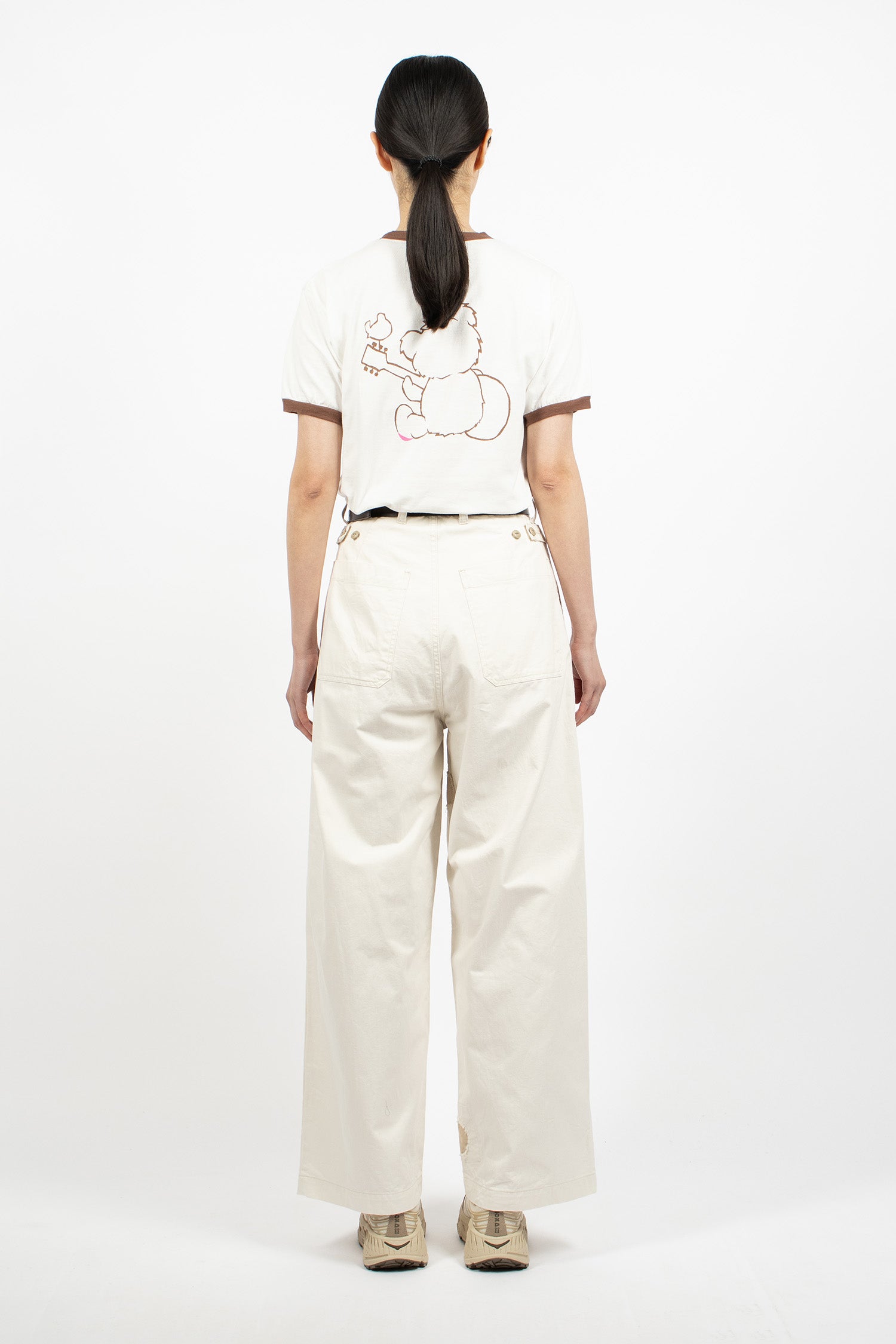 Rough-Face Twill Fatigue Baggy Pants Ecru