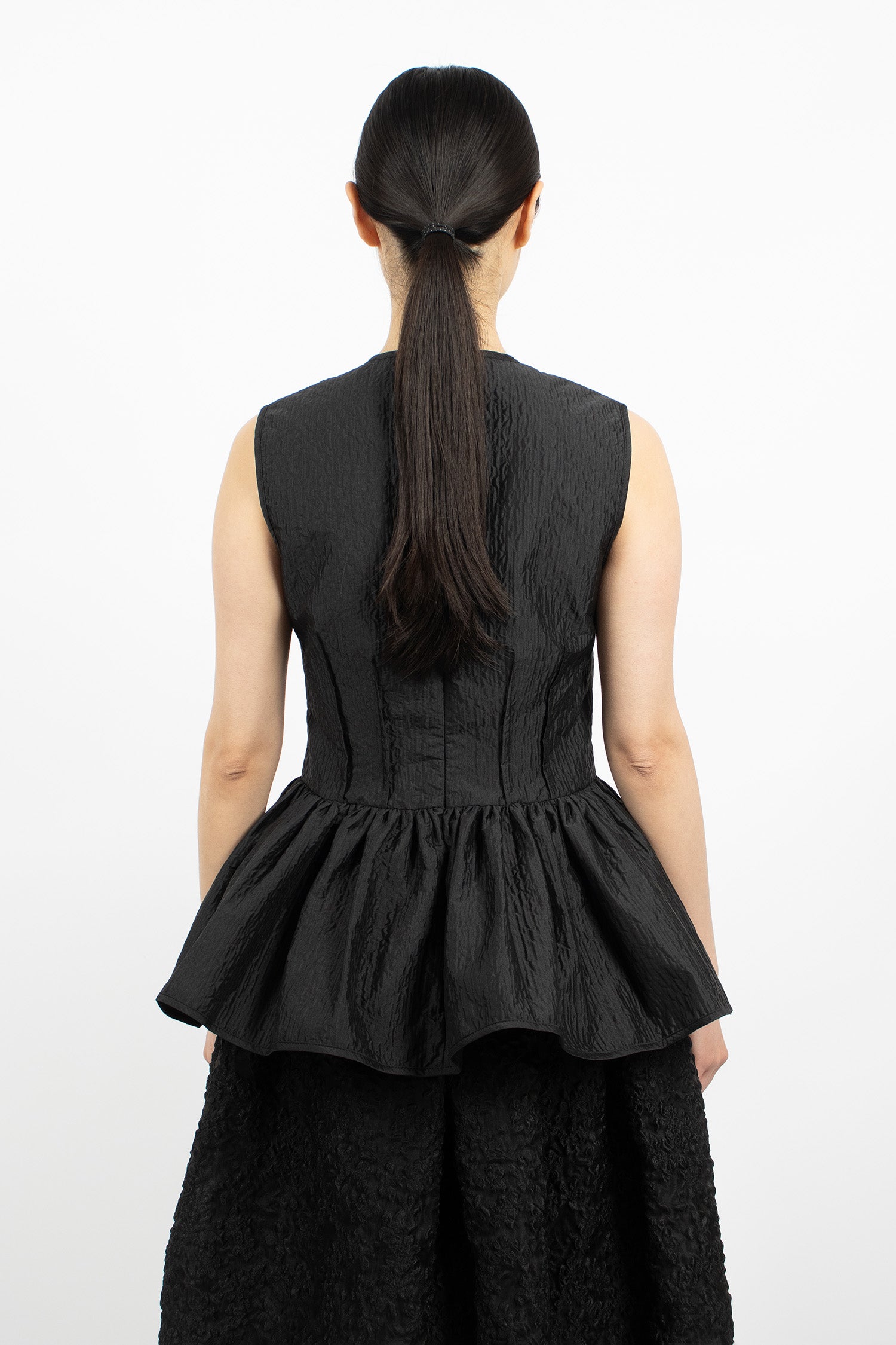 Daimi Top Black Stria Matelassé