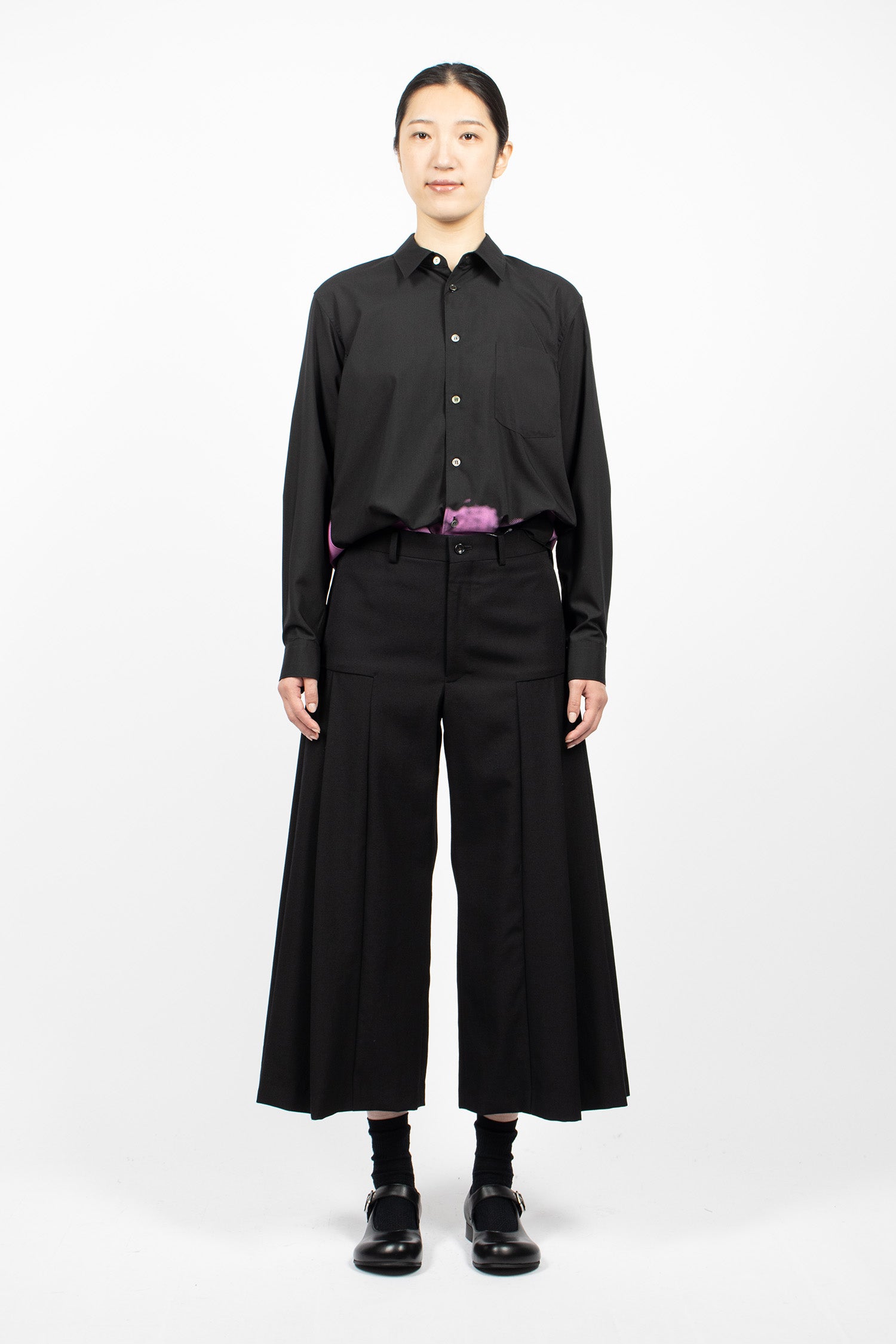 Pleated Wide Leg Pants Black