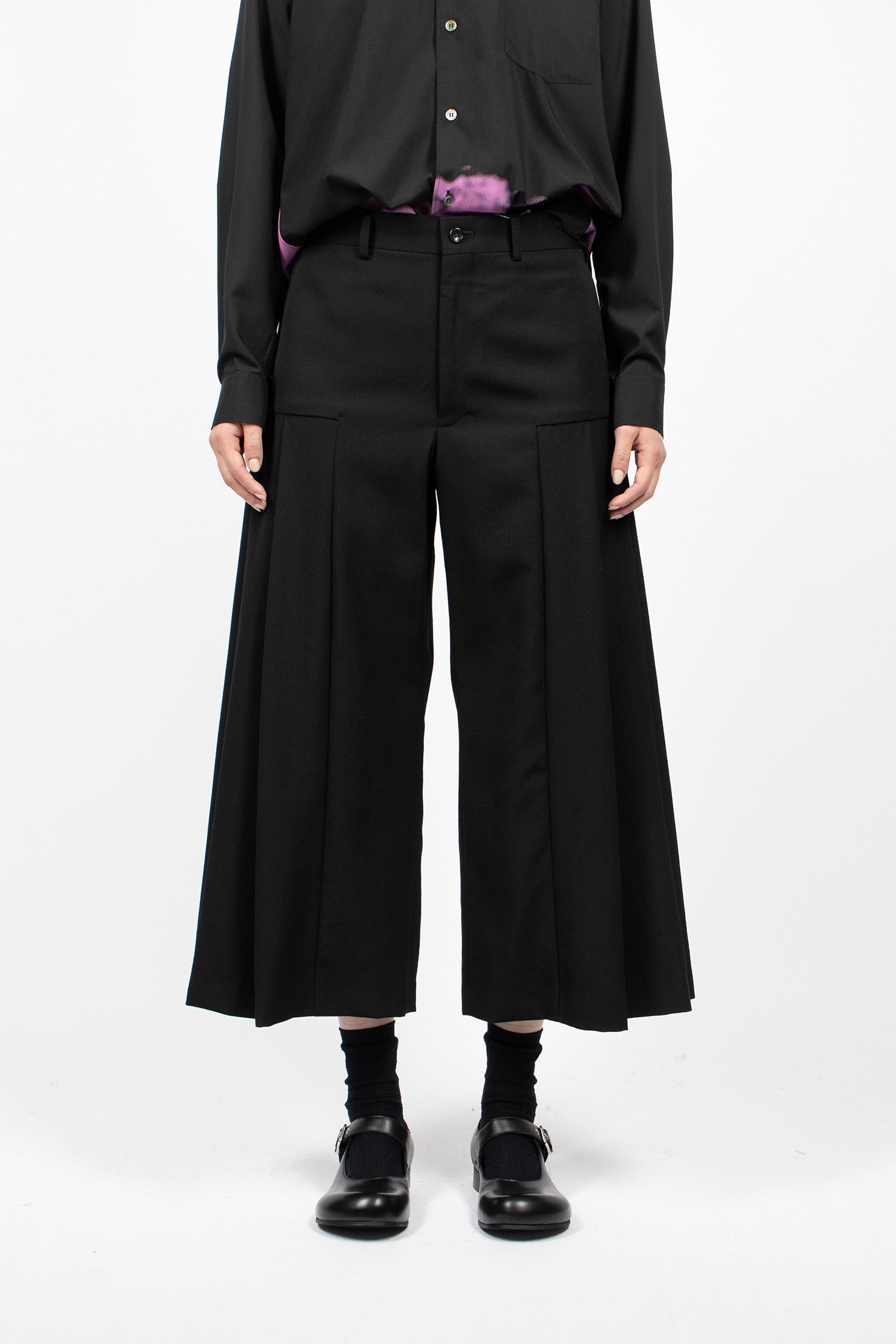 Pleated Wide Leg Pants Black
