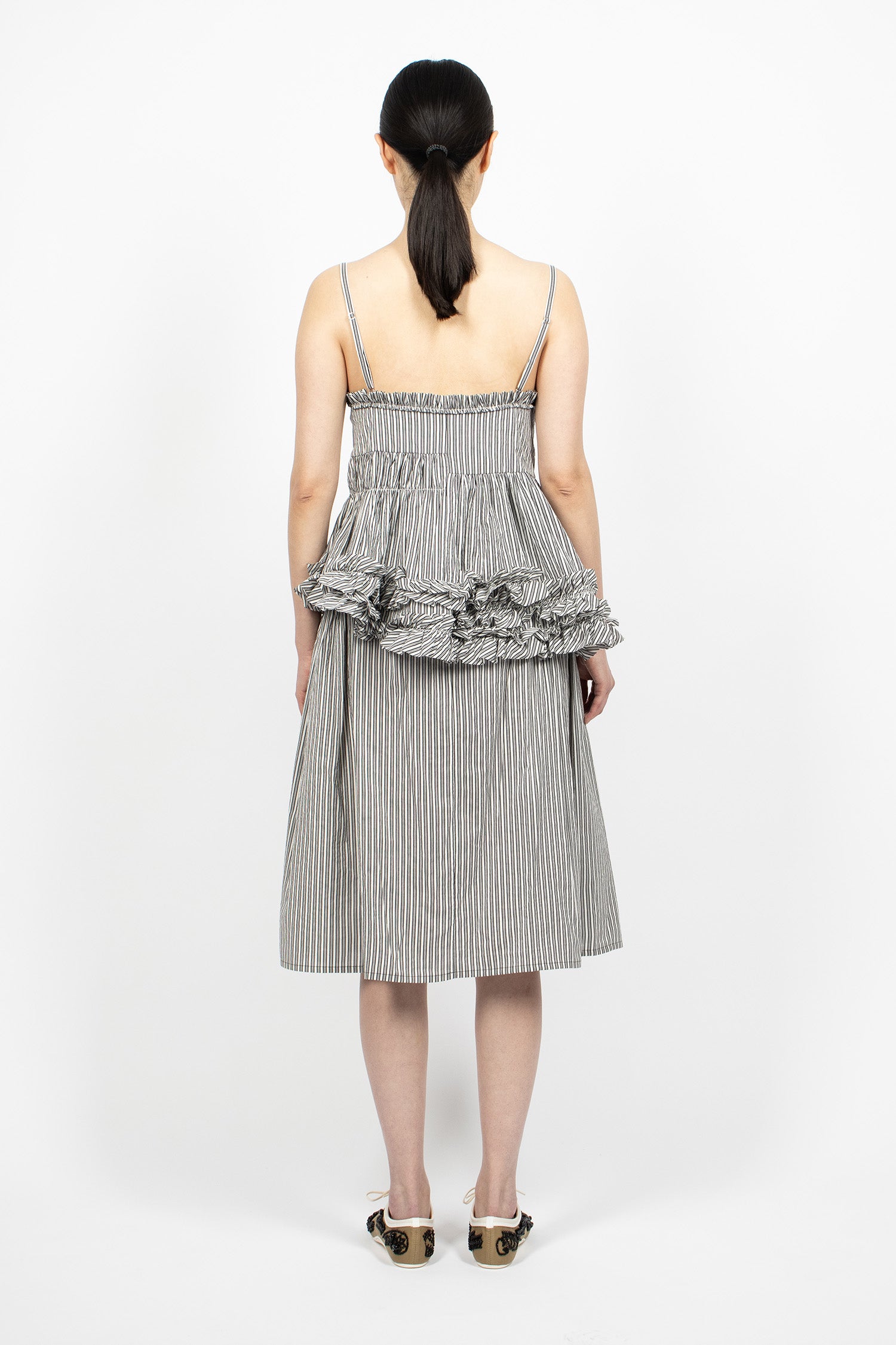 Ruffled Stripe Skirt Black