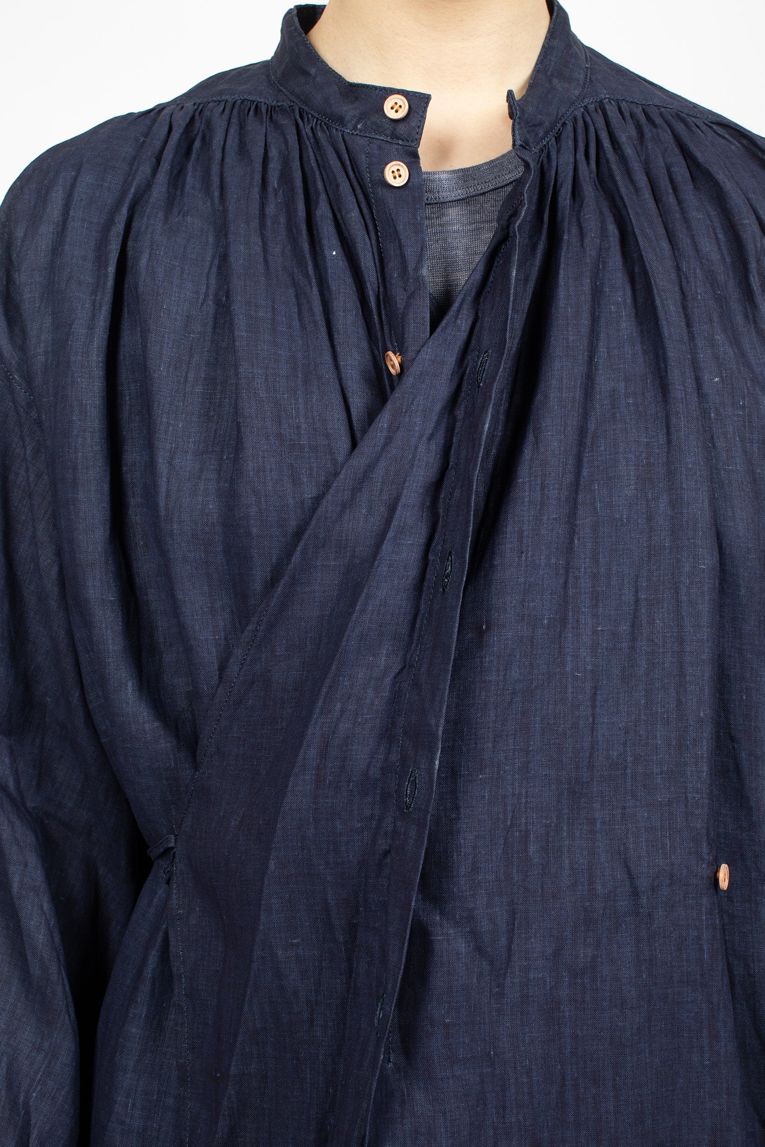 Linen 2-Way Blouse Indigo