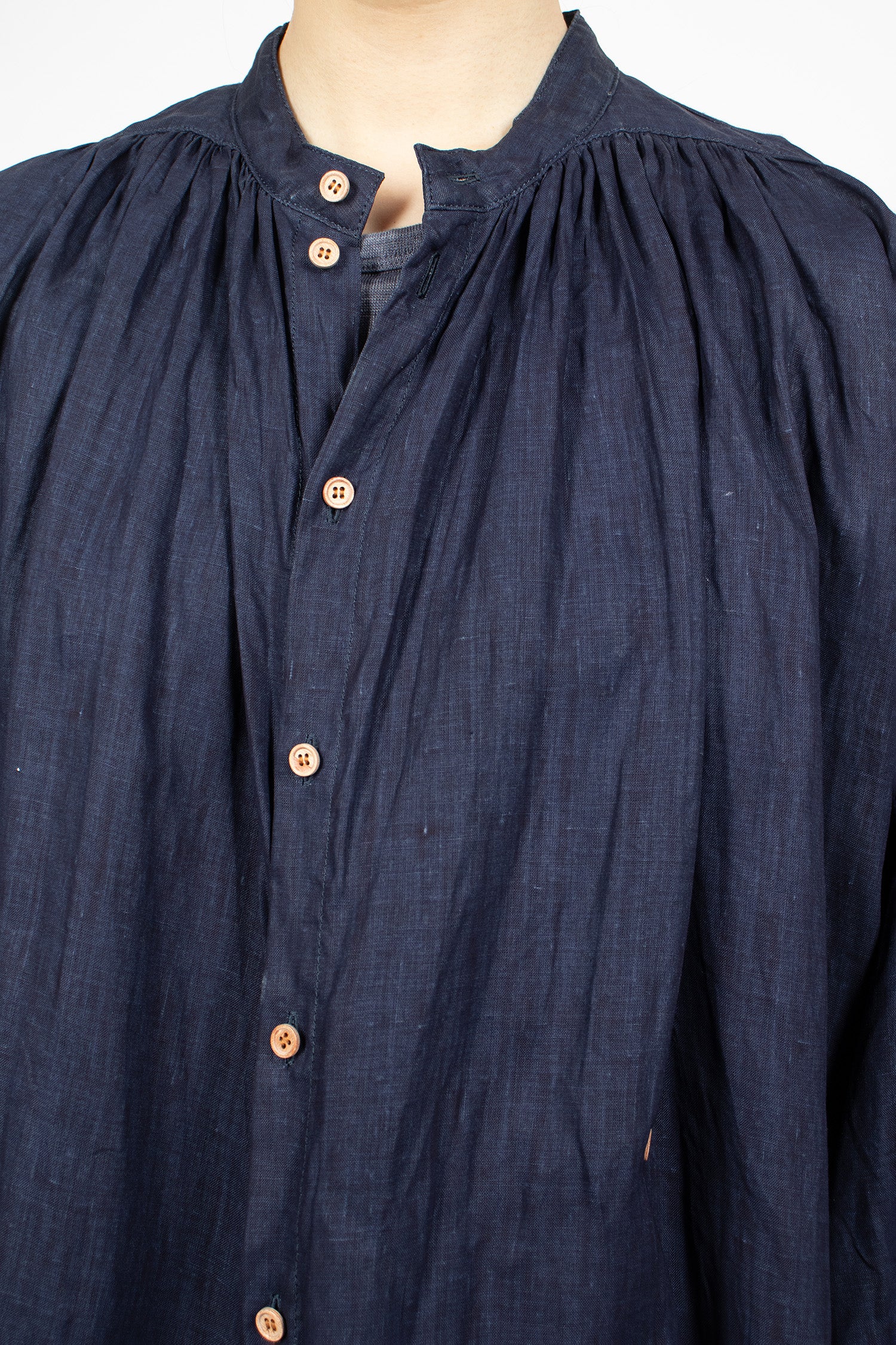 Linen 2-Way Blouse Indigo