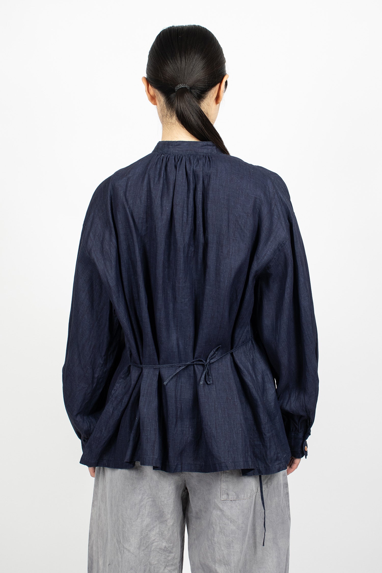 Linen 2-Way Blouse Indigo