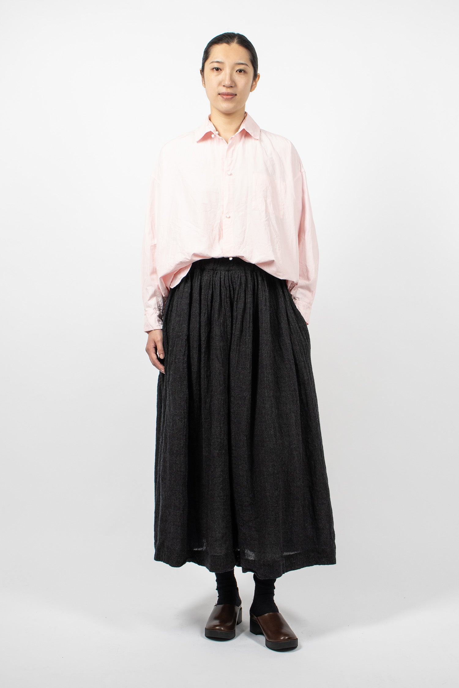 Gathered Wool Skirt Antrachite