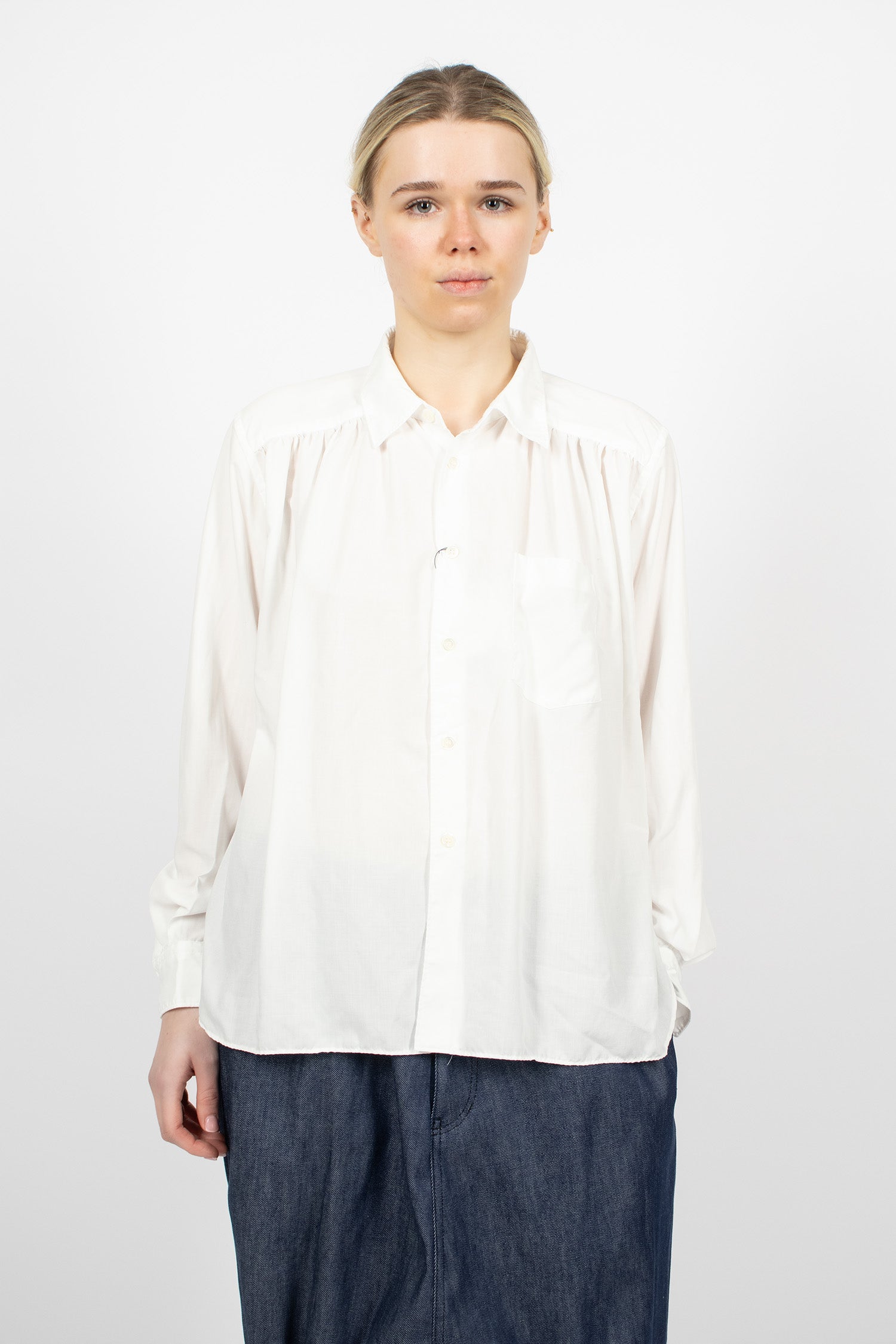 Gathered Panel Shirt White