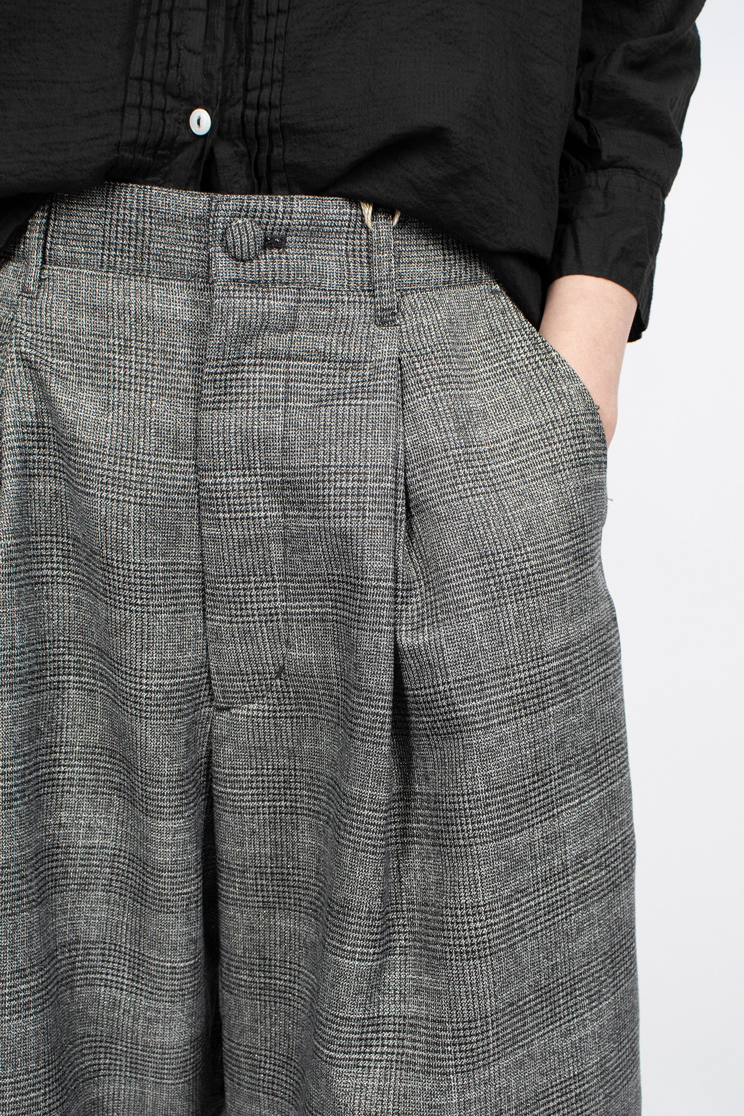 WP 3/4 Pants Dark Grey Lurex Glen Plaid